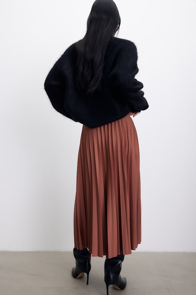 Pleated skirt - Rust red/Black/Cream - 7