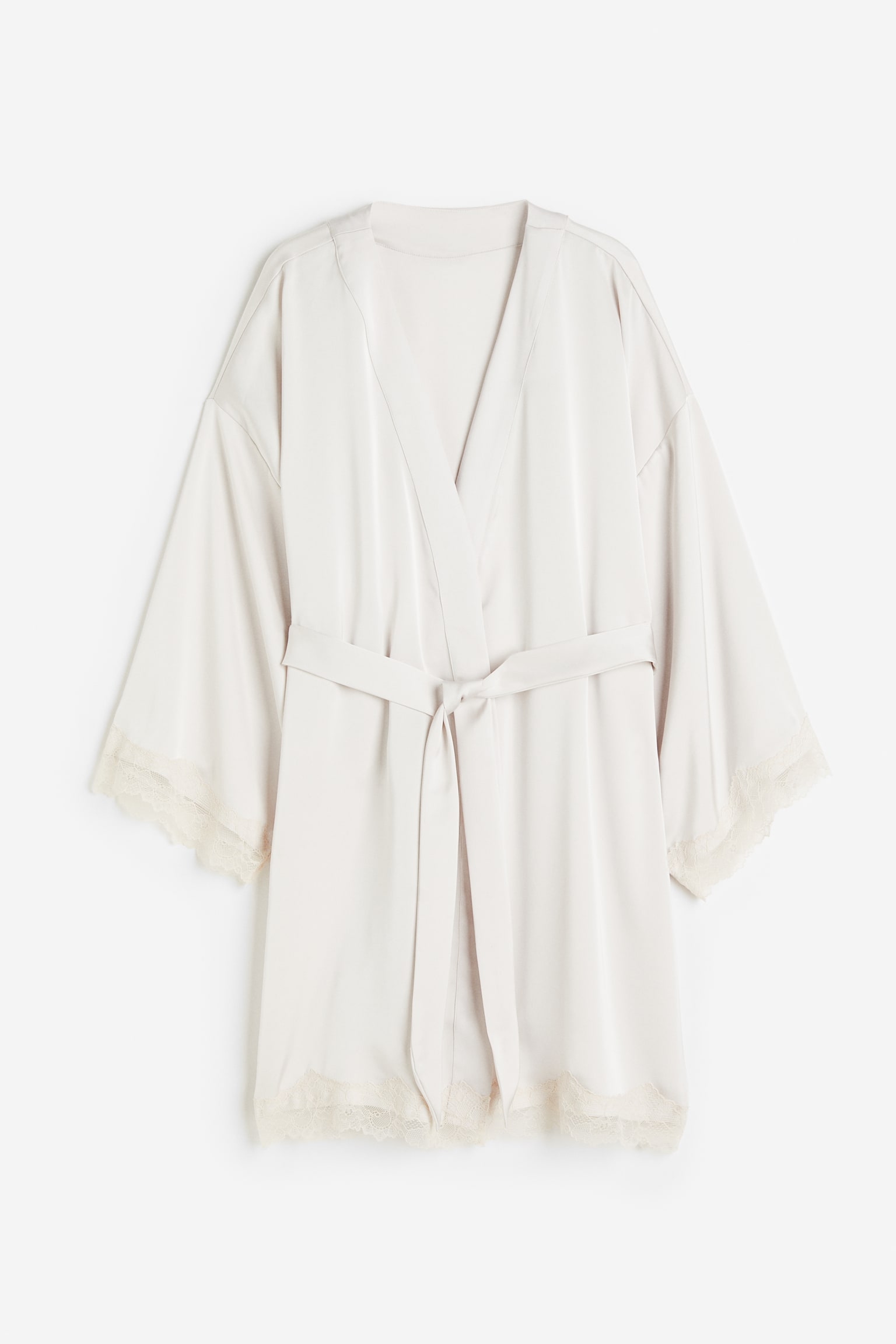 Satin dressing gown - Light beige - 1