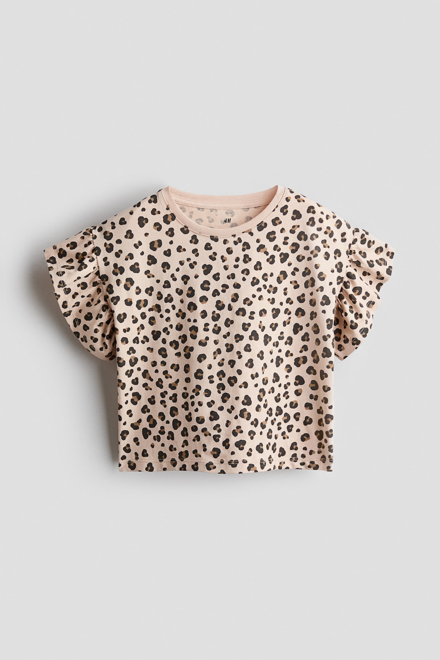 Shirt mit Volantärmeln - Hellbeige/Leopardenprint/Cremefarben/Gepunktet