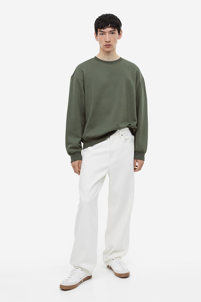 Relaxed Fit Sweatshirt - Dark green/Black/Light grey marl/White/dc/dc/dc/dc/dc/dc/dc/dc/dc/dc - 7