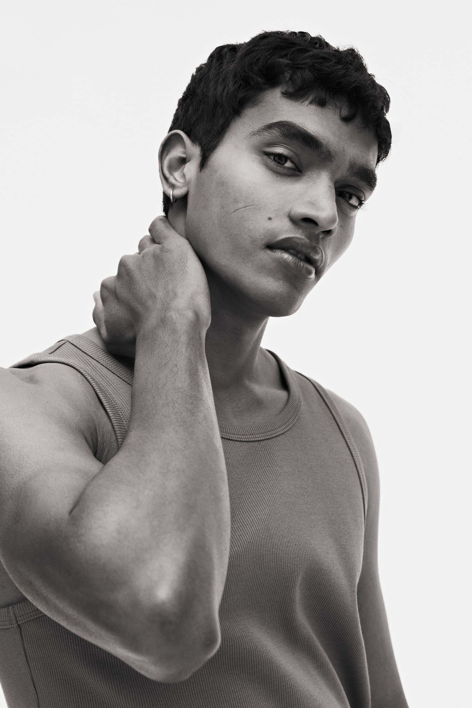 Slim Fit Ribbed vest top - Dark grey/White/Light grey marl/Black - 6