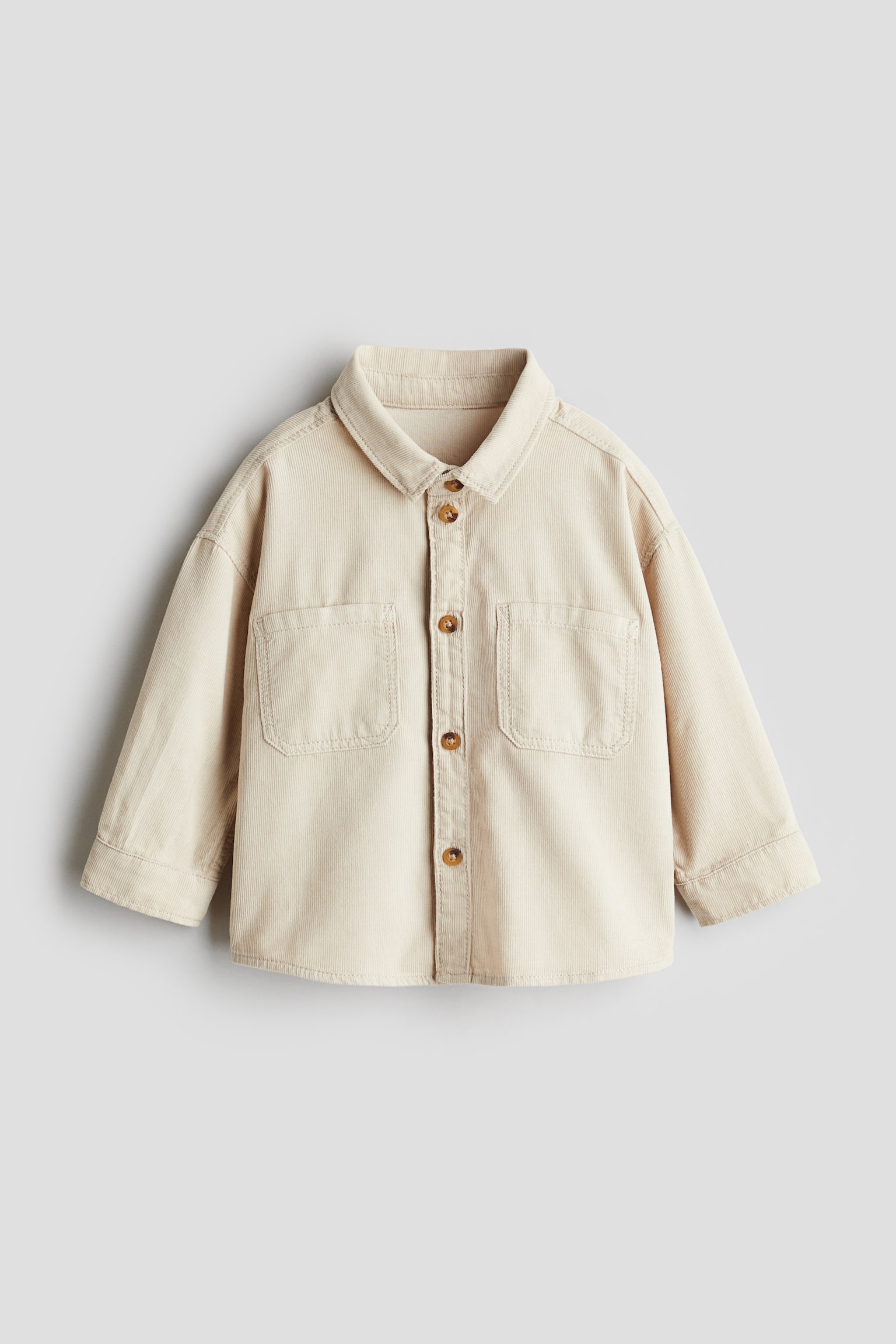 Cotton corduroy shirt - Beige/Navy blue - 1