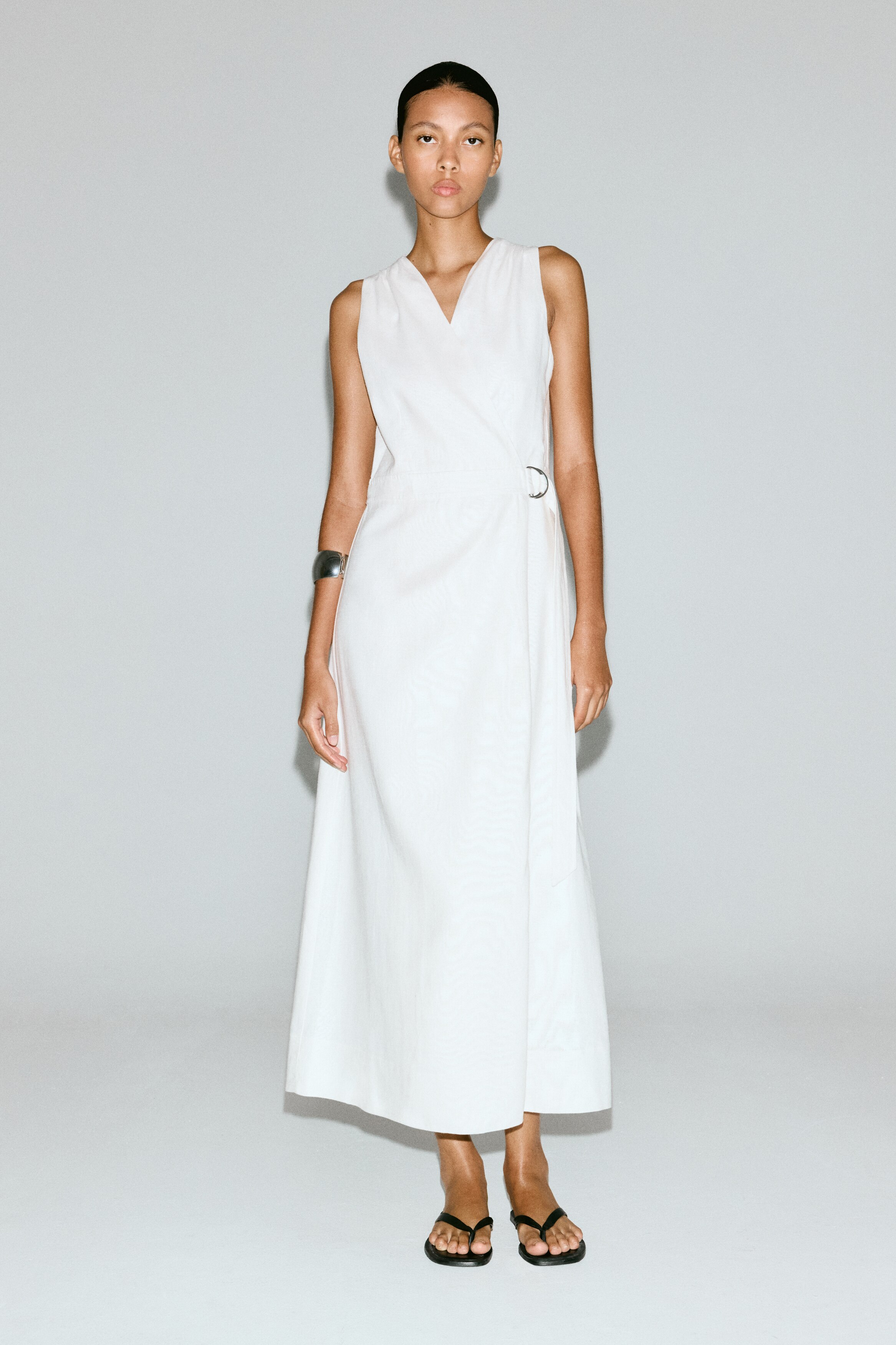knee length dresses for ladies H&M linen blend midi dress S  Rikochet Resale Online