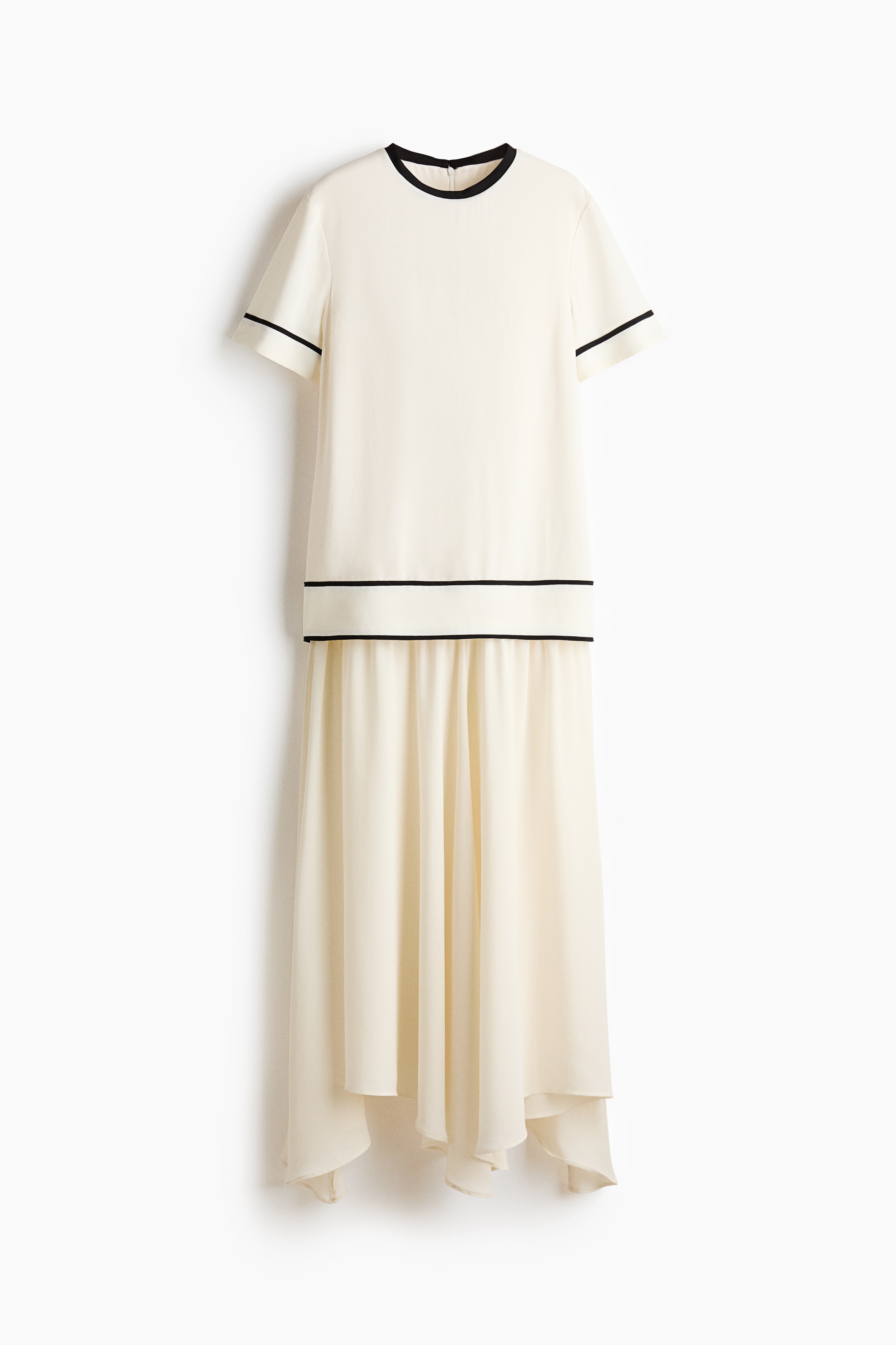 Robe à effet superposé - Crème/noir