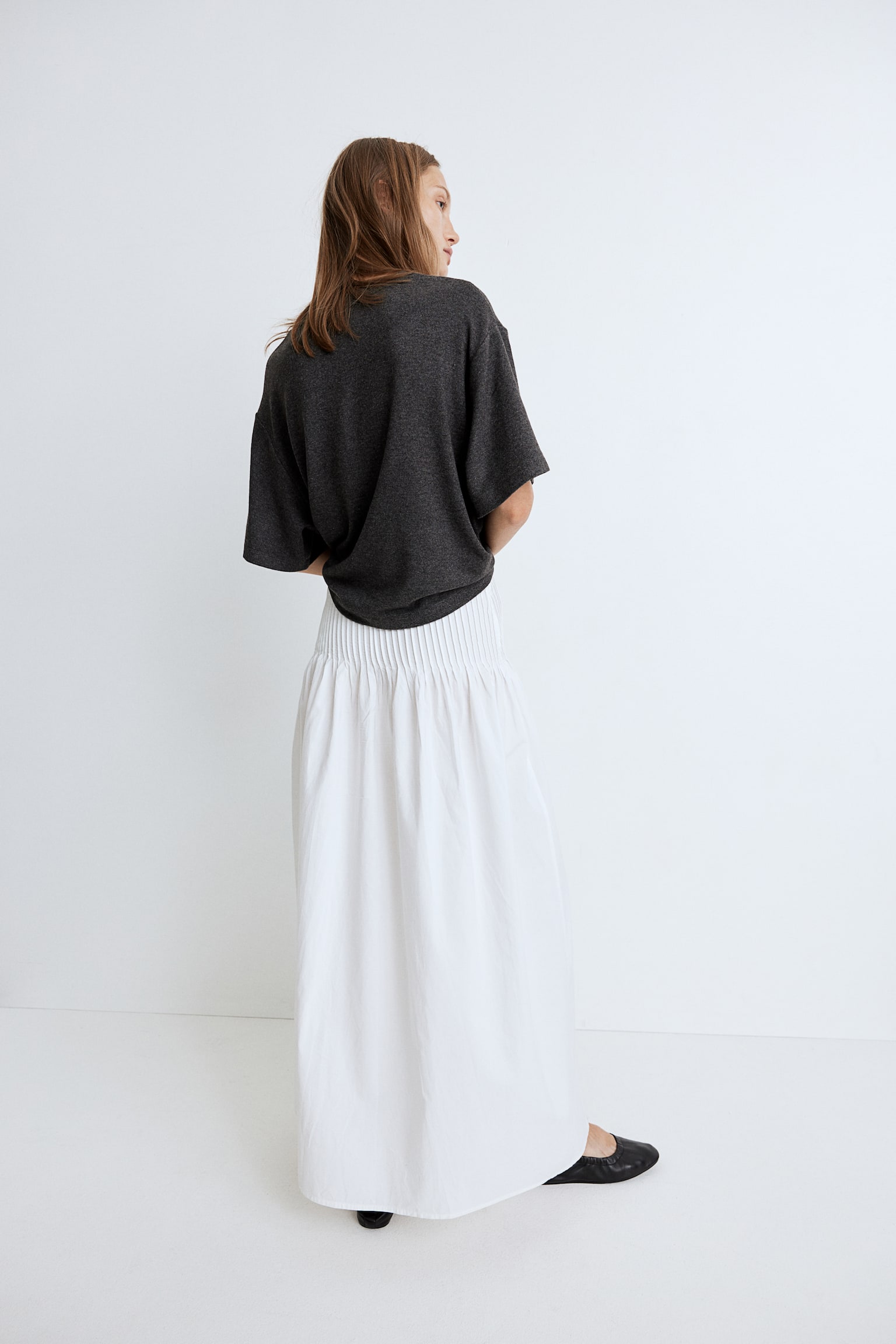 Pin Tuck Detail Skirt - White - 3