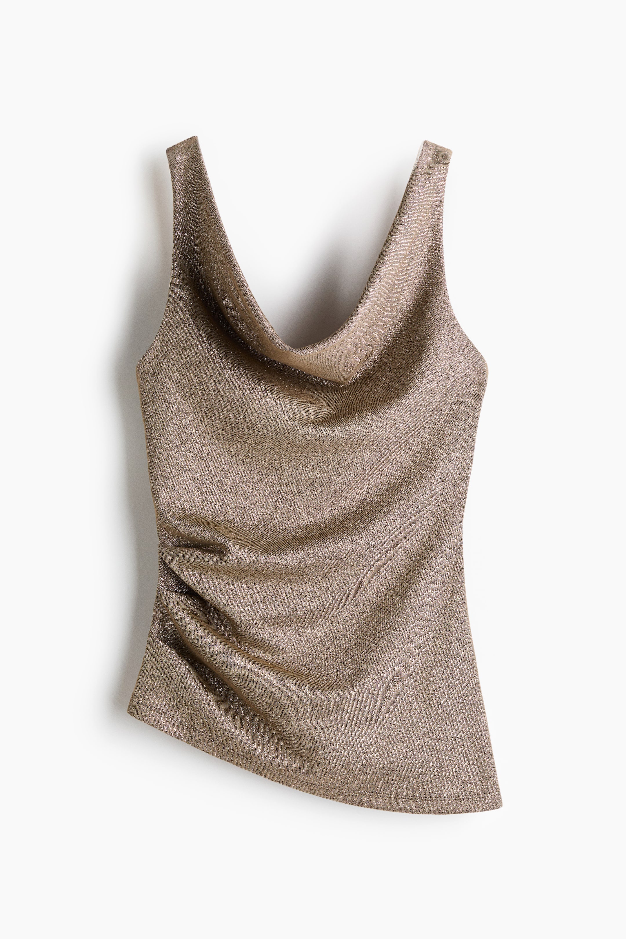 Ingrandisci l'immagine: Top glitter con scollo drappeggiato - Dark mole - DONNA | H&M CH 1