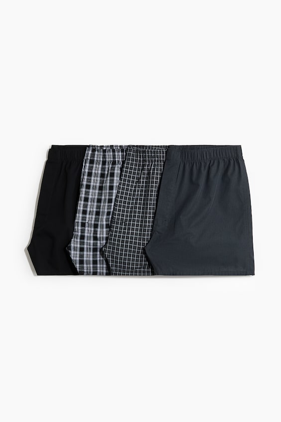 Мужские шорты H&M 4-Pack Woven Boxer Shorts