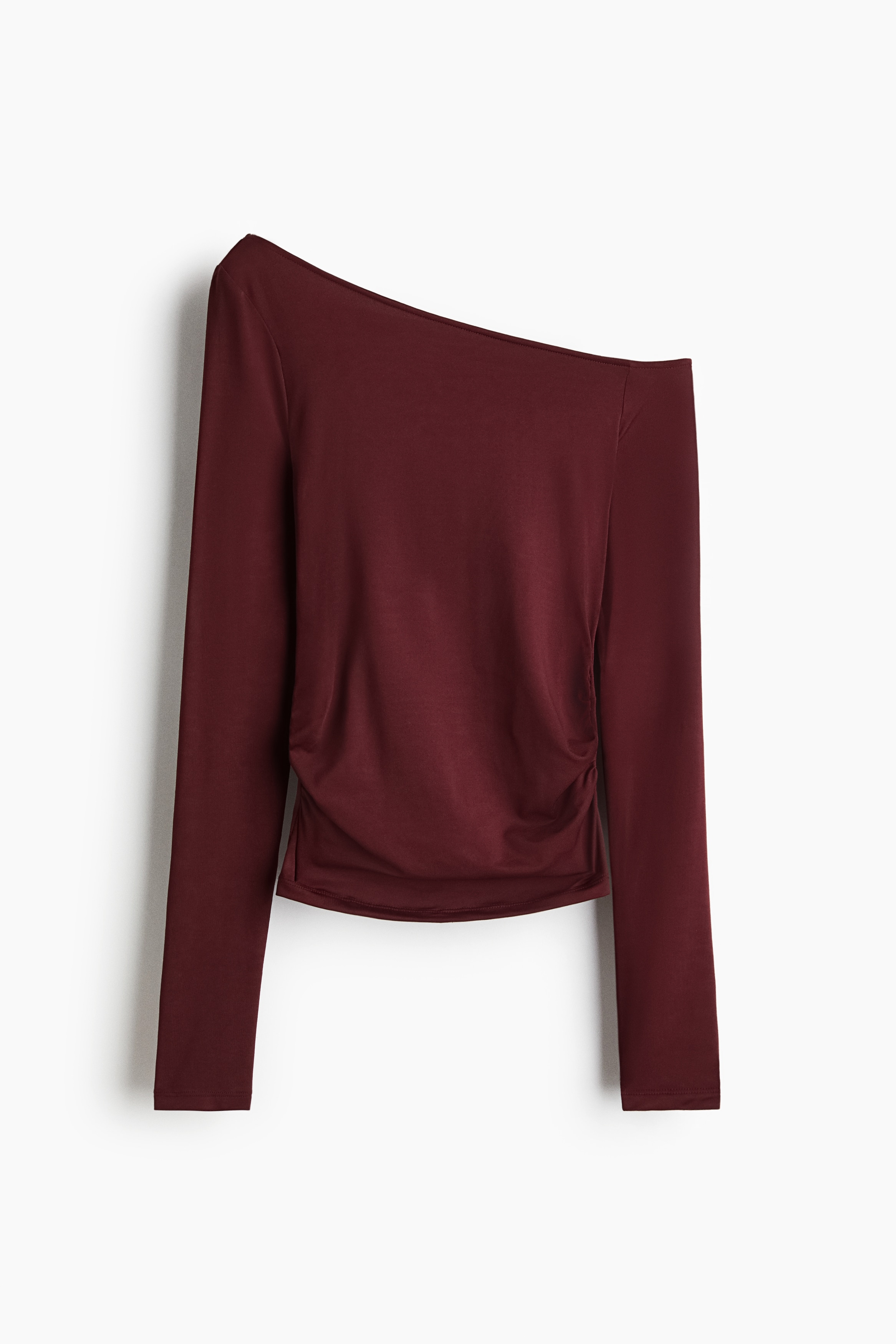 Draped One Shoulder Top - Burgundy/Black/Dark brown/White/Navy blue