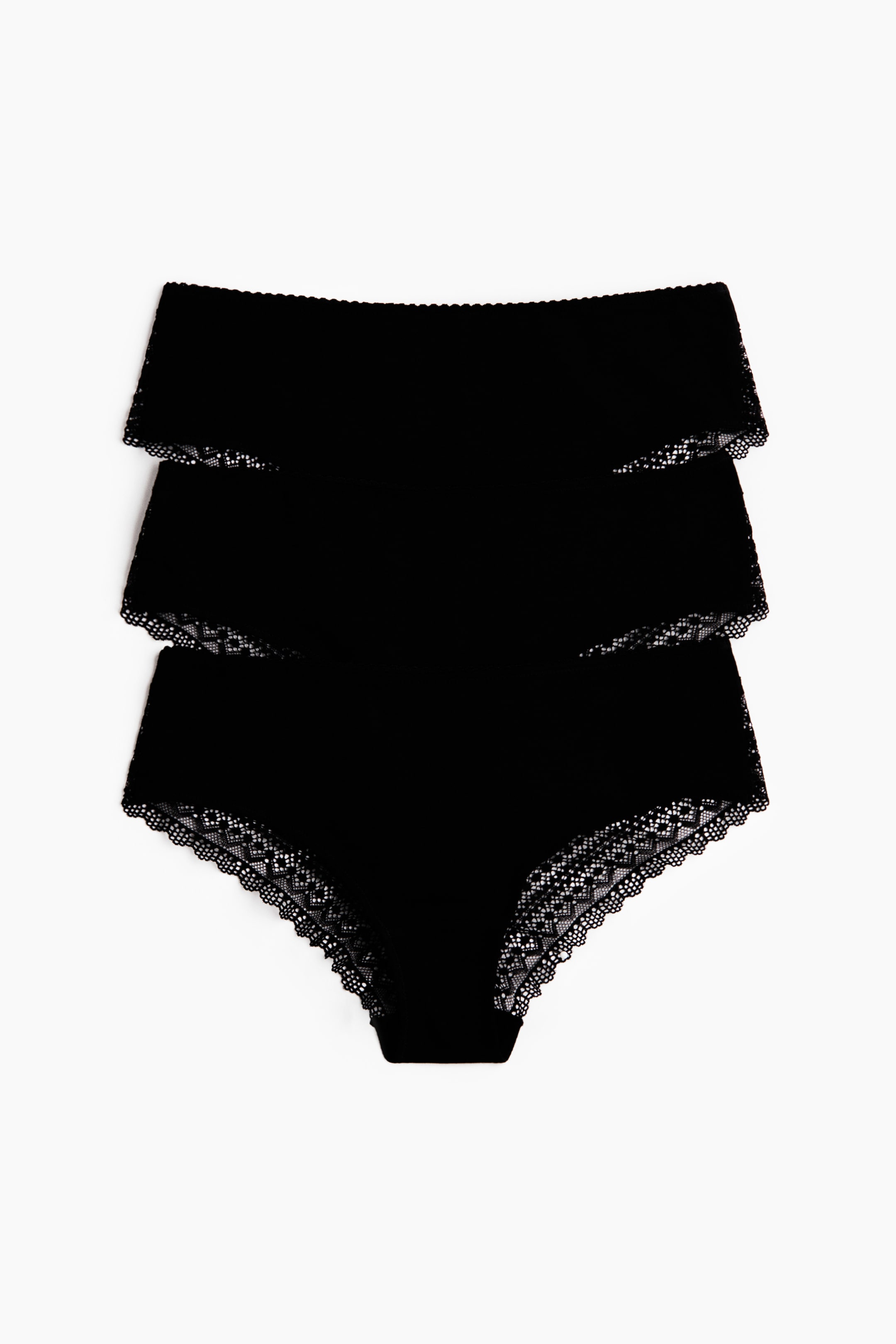 View larger image: 3-pack cotton and lace hipster briefs - Black - Ladies | H&M IN 4