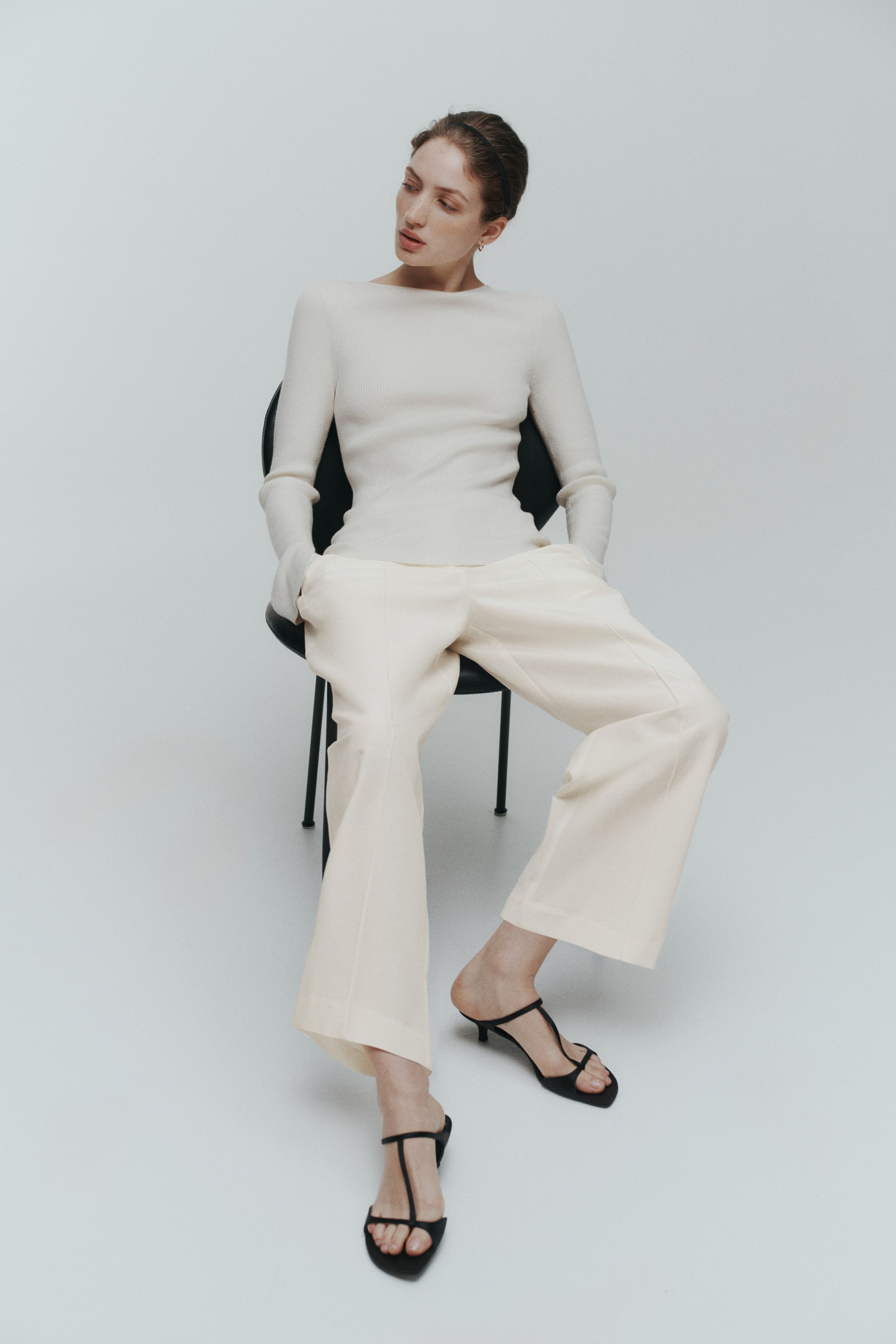 Linen-Blend Barrel-Leg Pants