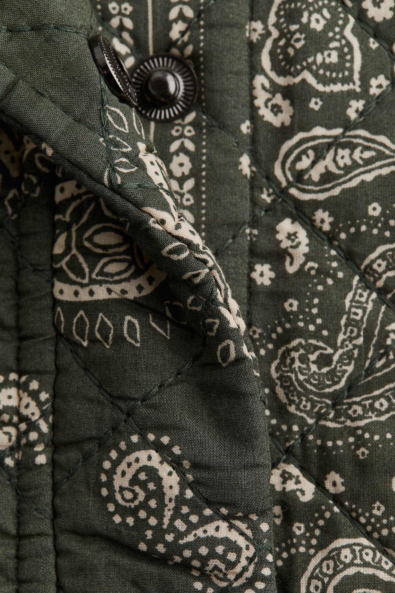 Женская куртка H&M Quilted Cotton, цвет: Хаки зелёный — фото 2