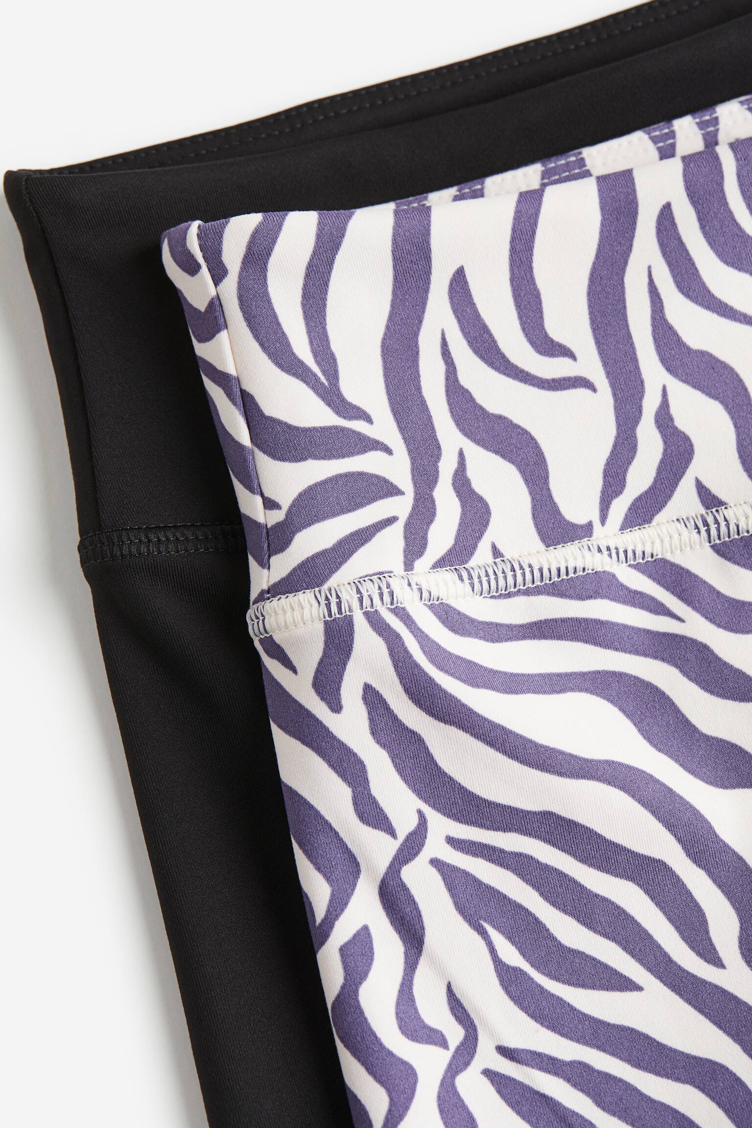 2-pack Activewear Bike Shorts In DryMove™ - Purple/Zebra print/Purple/Pattern/Black/Light blue/Tie dye/Pink/Black - 2