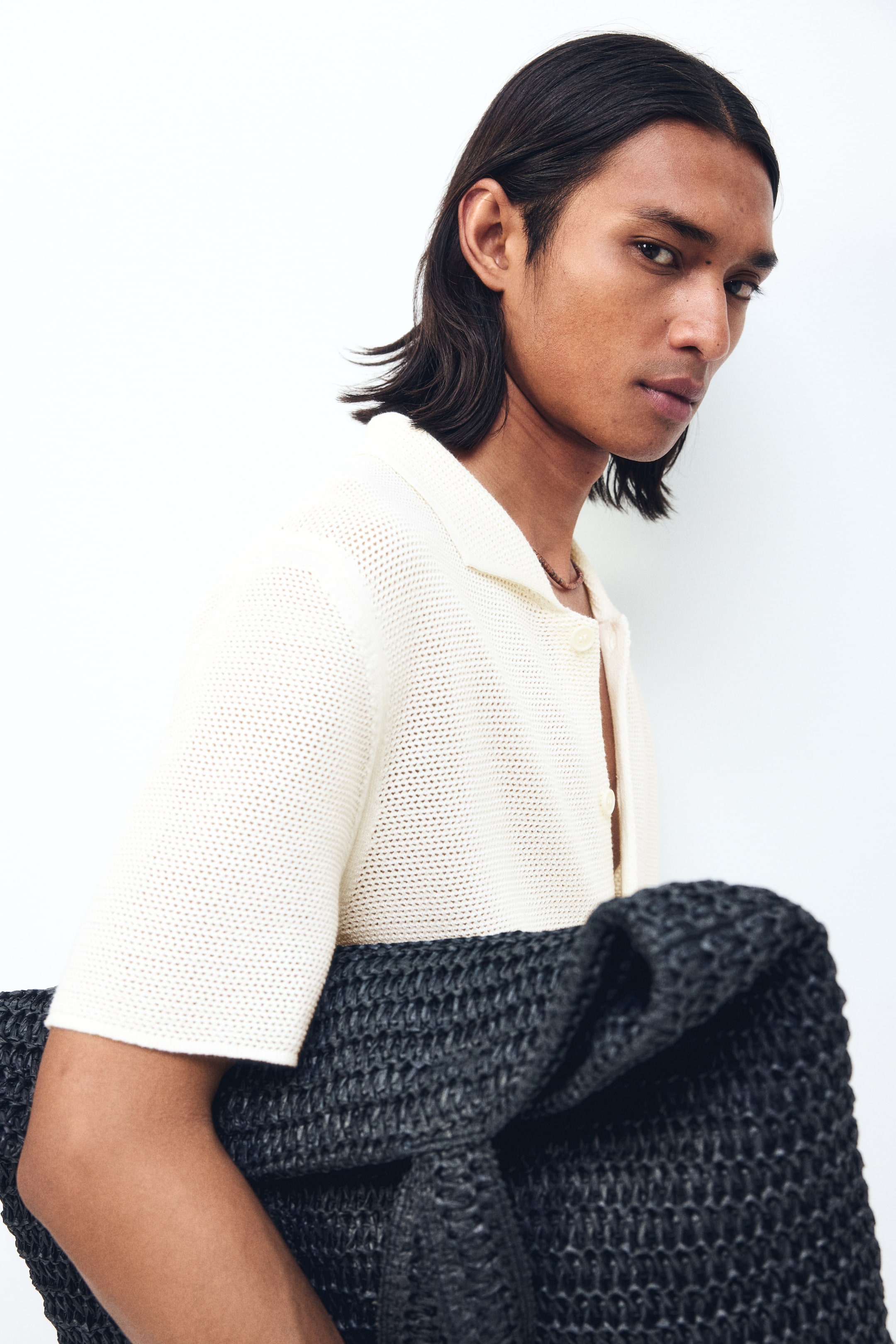 Chemise classique en tricot ajouré