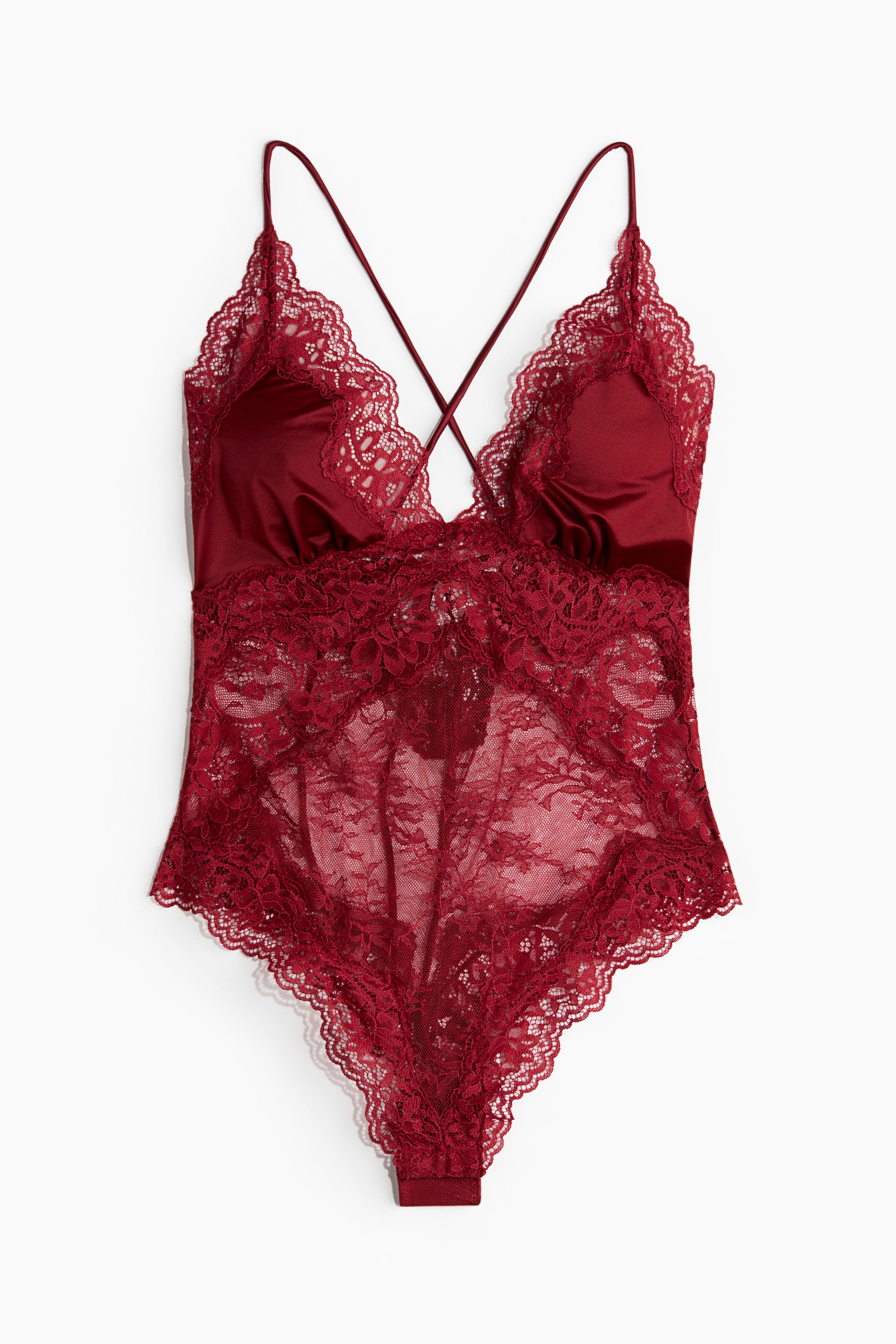 Body microfibra e pizzo - Rosso