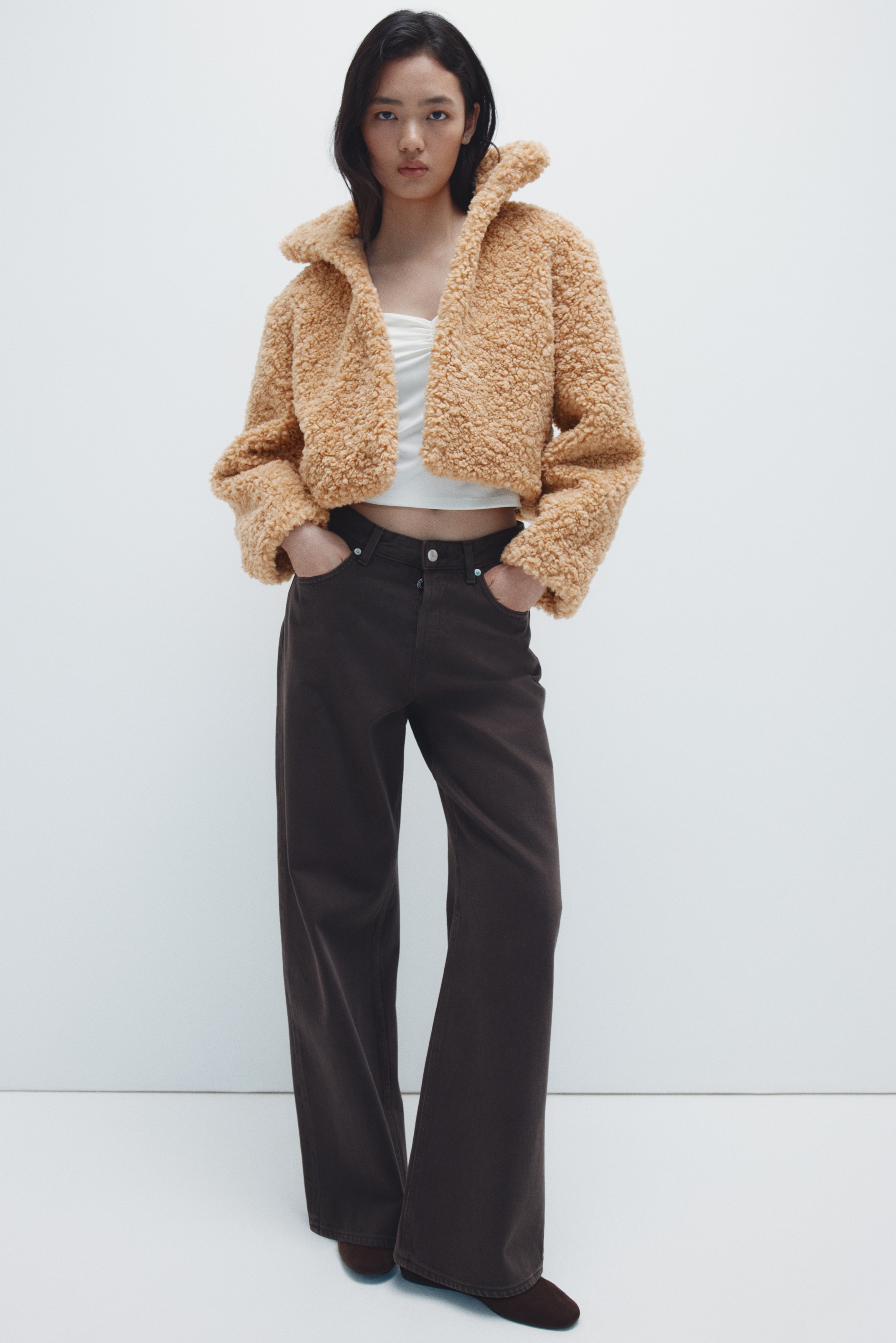 Cropped Teddy Fleece Jacket