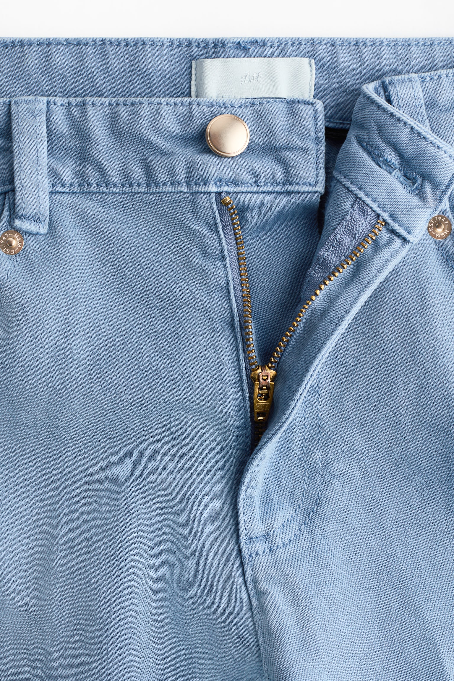 小喇叭斜紋長褲 - 淺藍色/深咖啡色 - 5