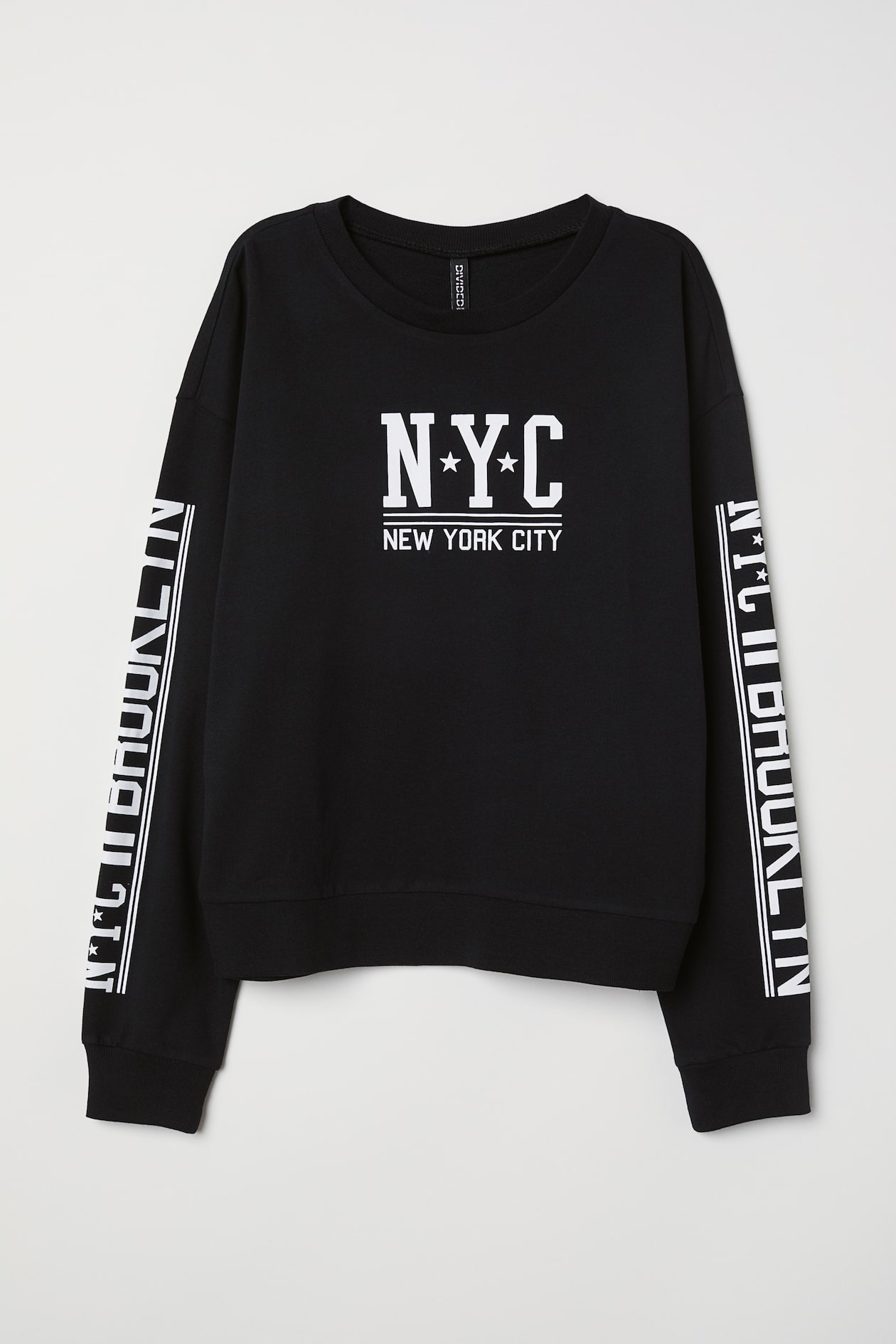 Sweatshirt with Printed Design - Long sleeve - Black/NYC - Ladies | H&M US