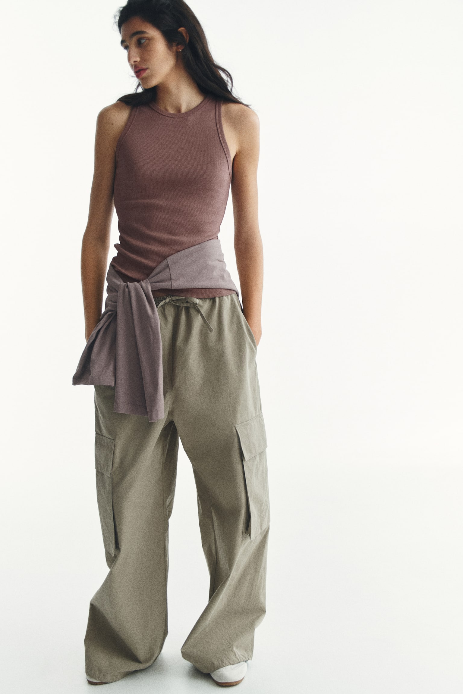 Ribbed cotton vest top - Dark dusty pink/White/Black/Navy blue - 3