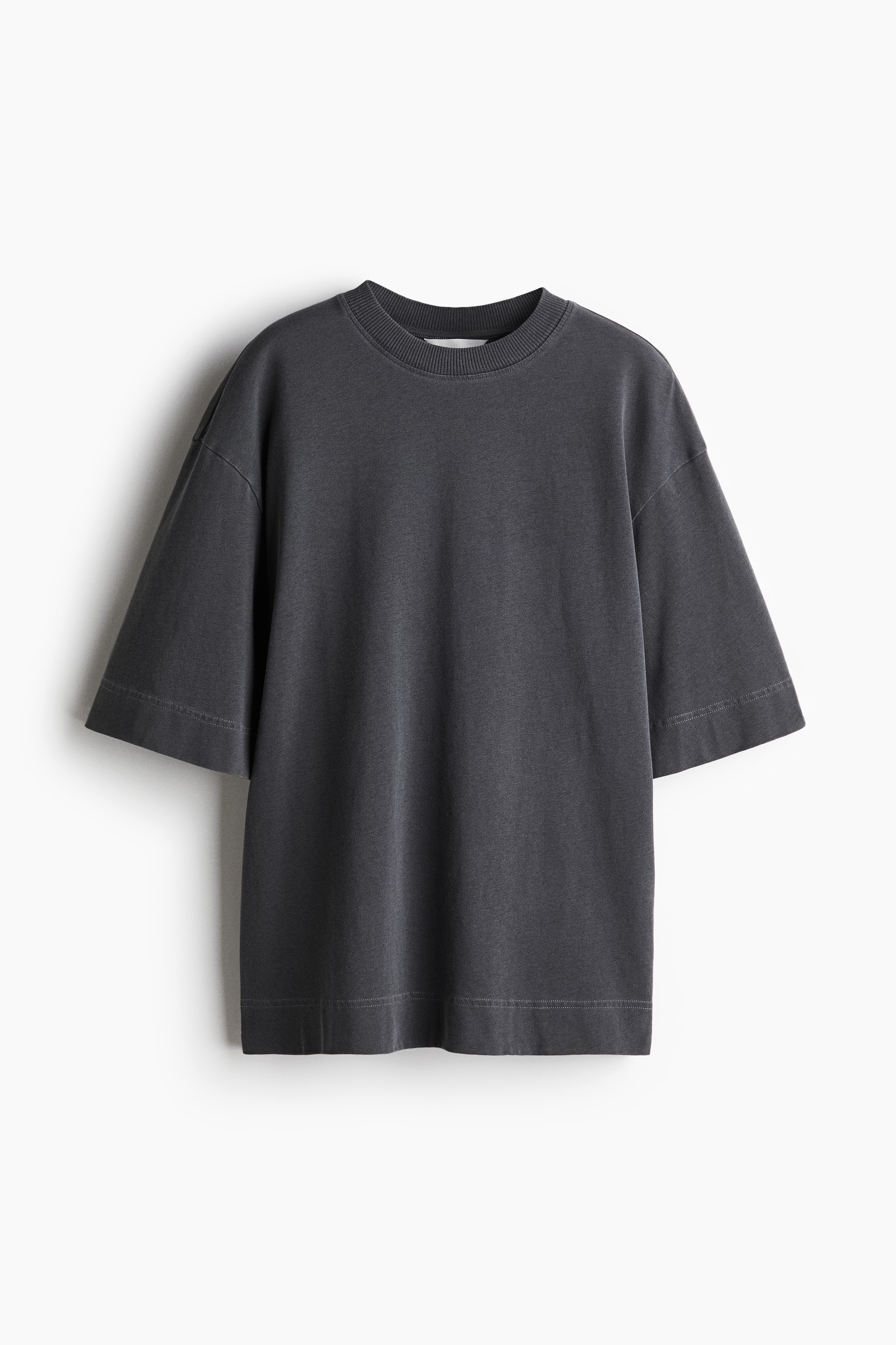 Βαμβακερό T-shirt σε φαρδιά γραμμή - Σκούρο γκρι/Λευκό