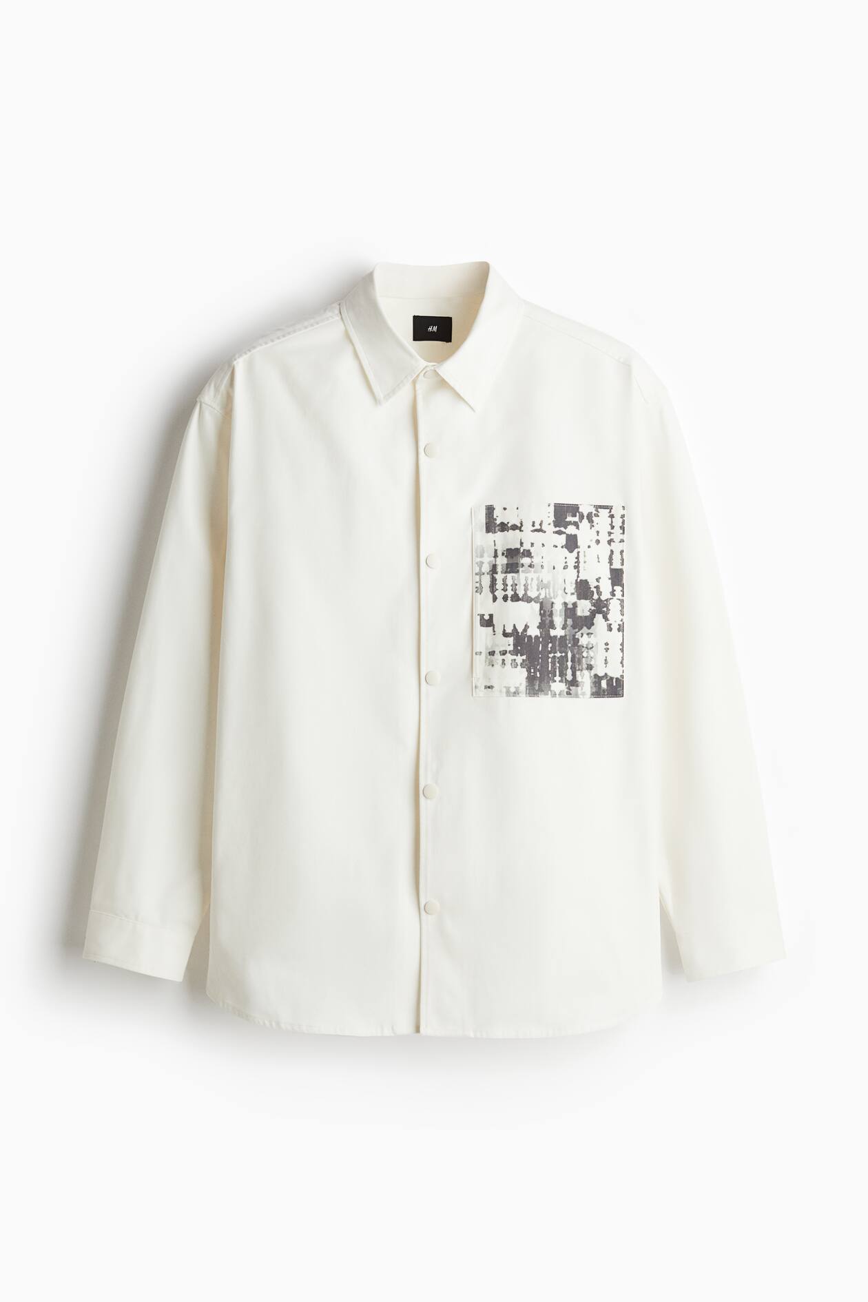 ルーズフィットオーバーシャツ - ホワイト／ダークグレー - Men | H&M JP