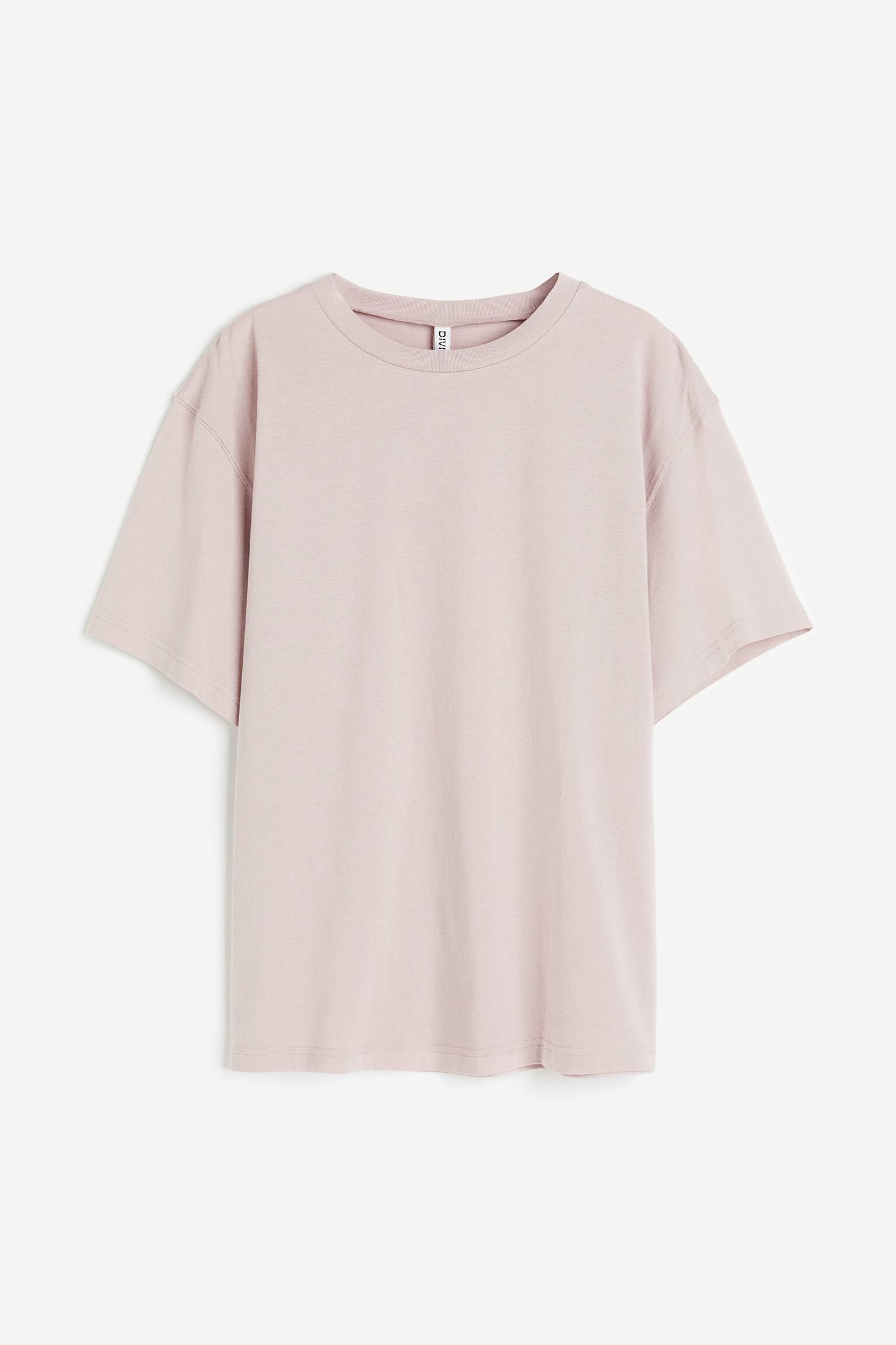 Áo thun dáng hộp - Màu hồng nhạt - 1