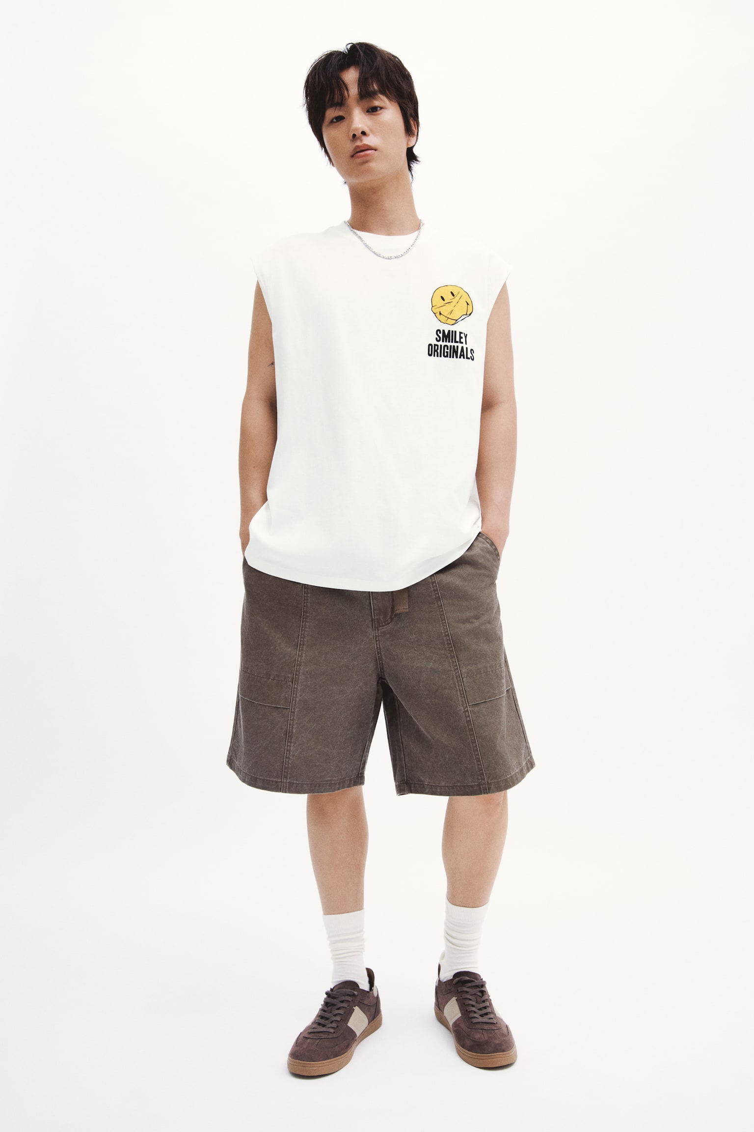 Loose-Fit Printed Cotton Tank Top - White/Smiley® Originals/Dark brown/Smiley® Originals/Beige/Smiley® Originals - 1