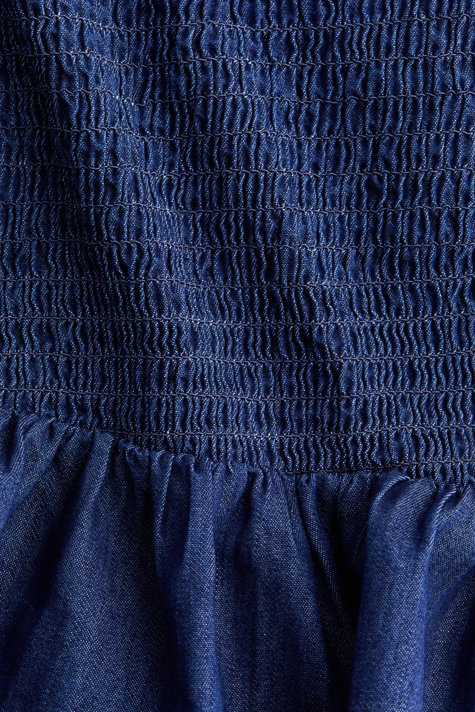 Smocked denim skirt - Dark denim blue/Light blue - 3