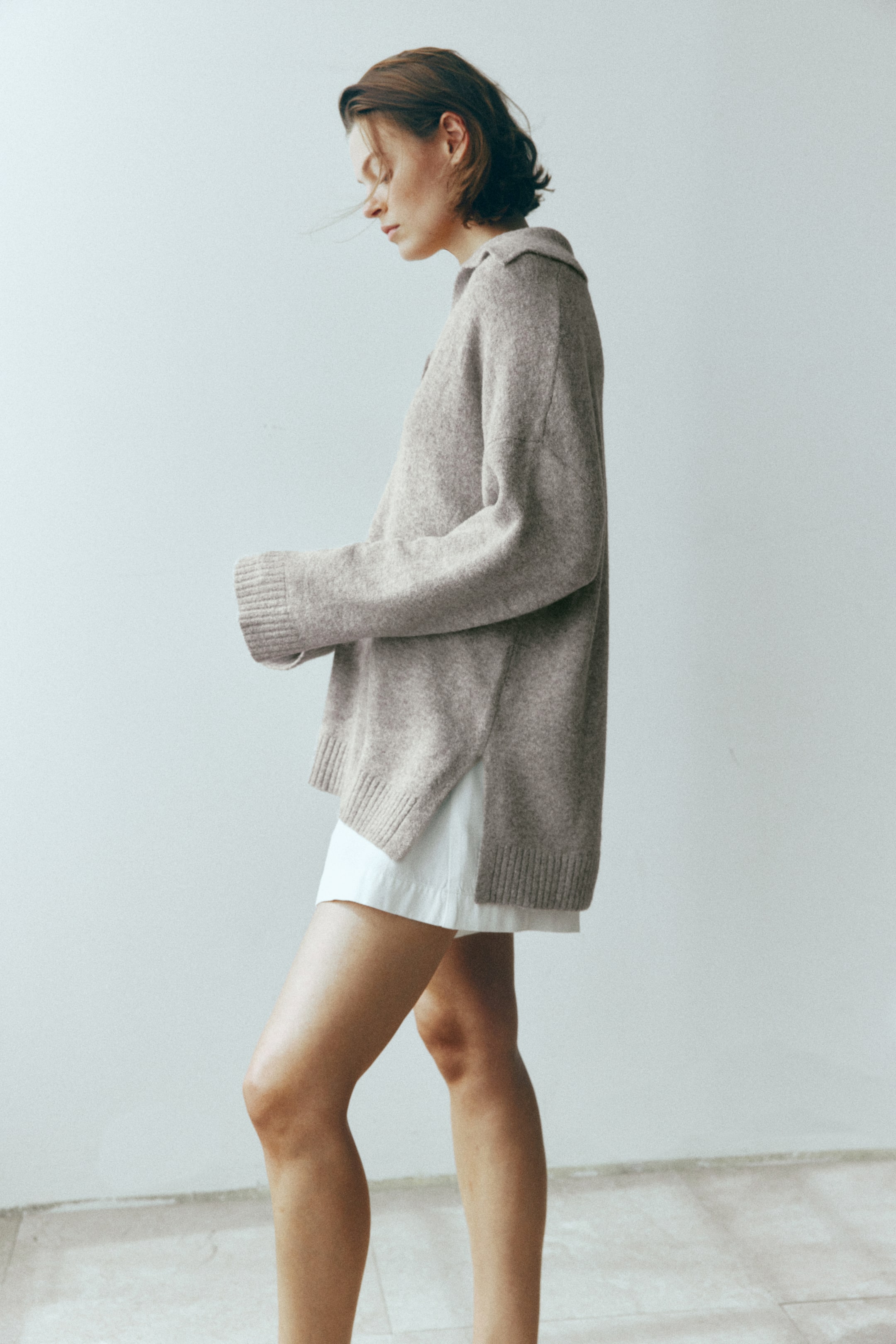 Fine-Knit Sweater with Collar