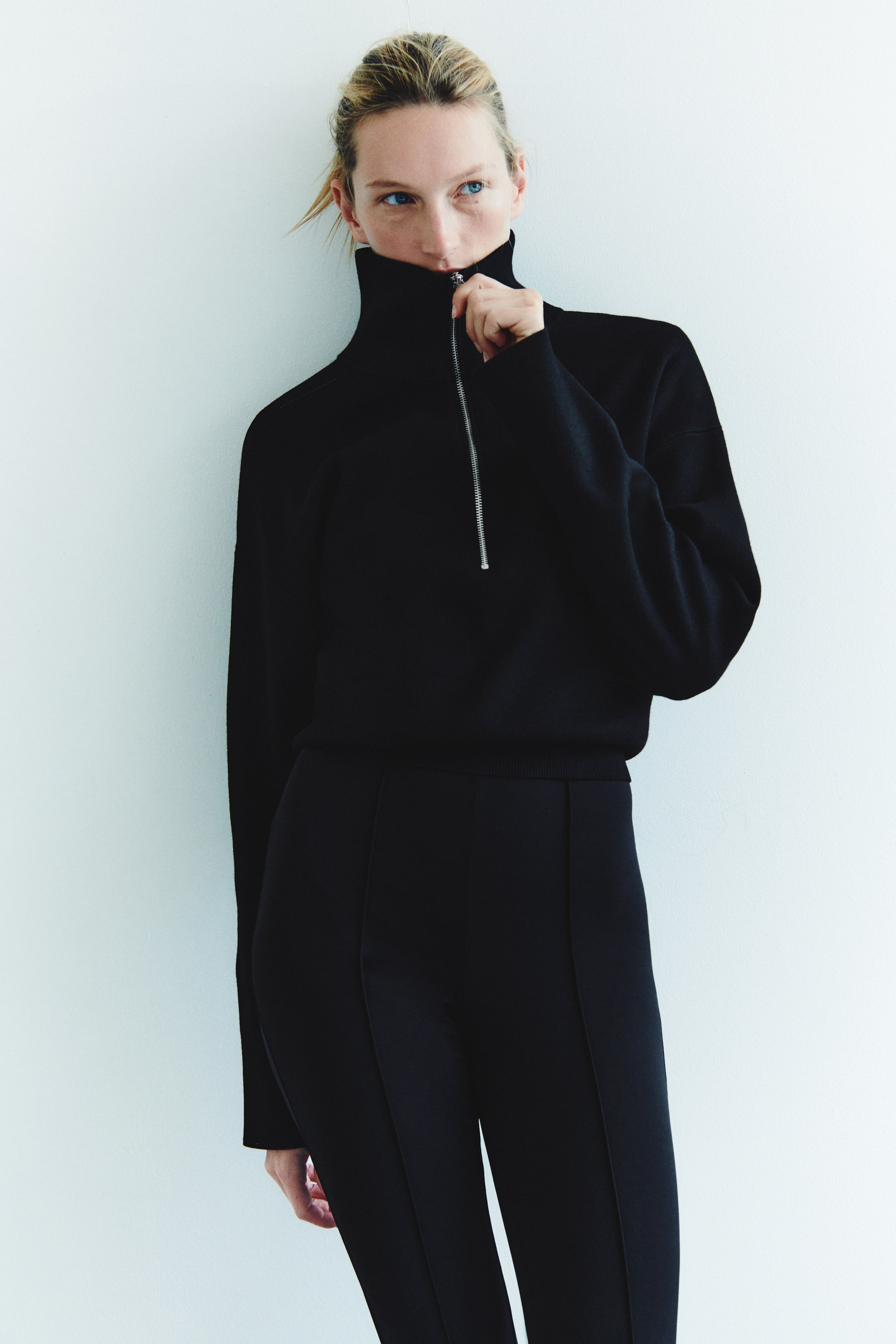 Fine-Knit Half-Zip Sweater