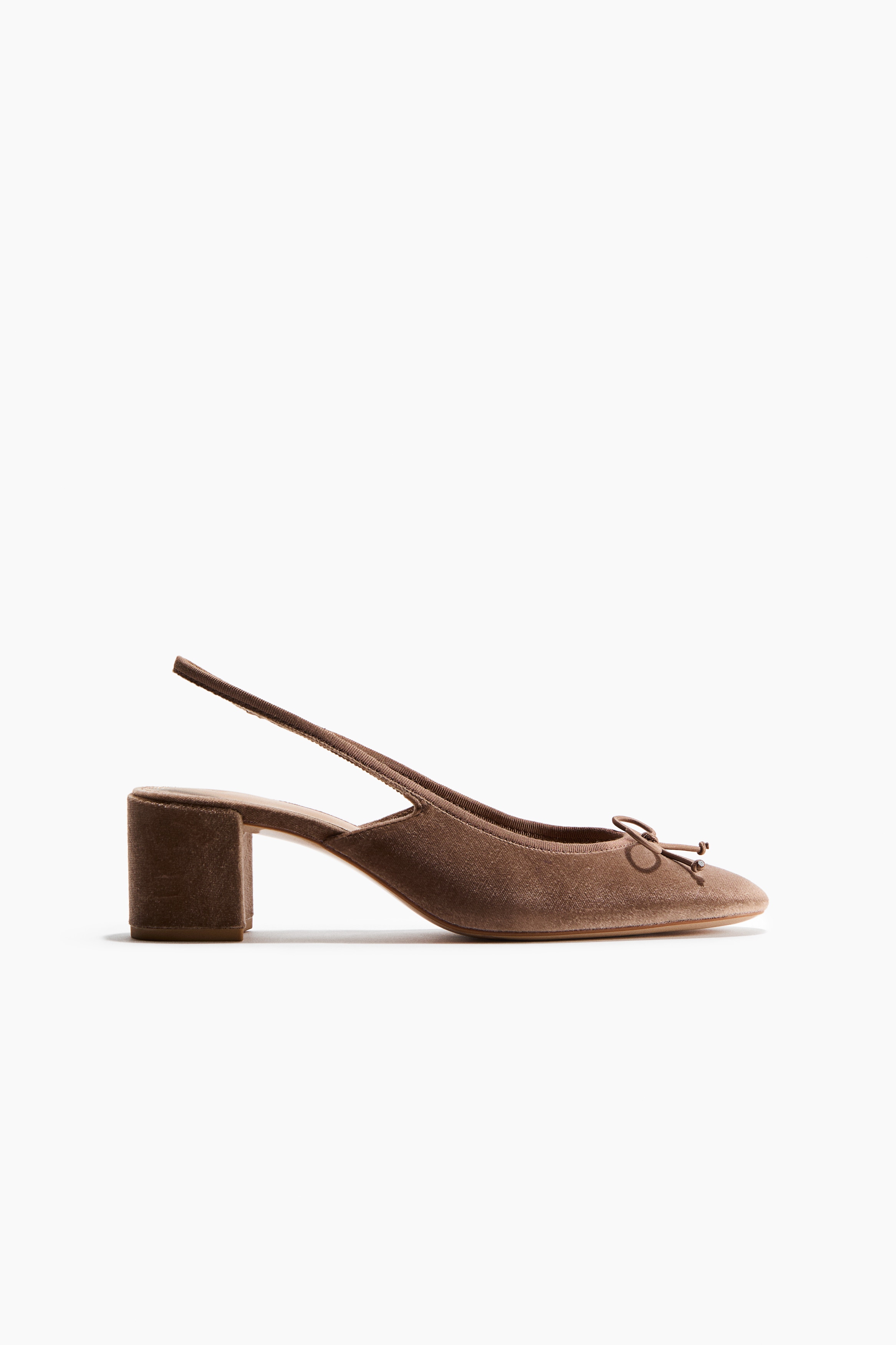 Slingbacks med blockklack - Dimbeige/Mörkbrun