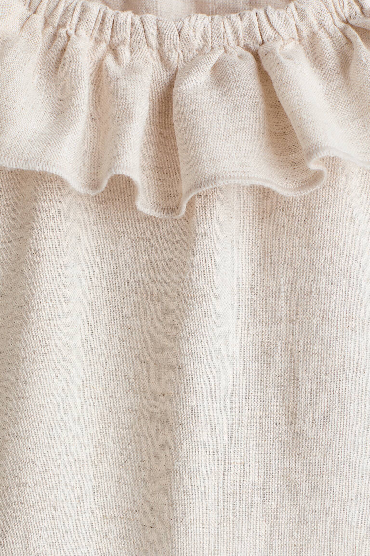 Frill-collared linen dress - Light beige - 2