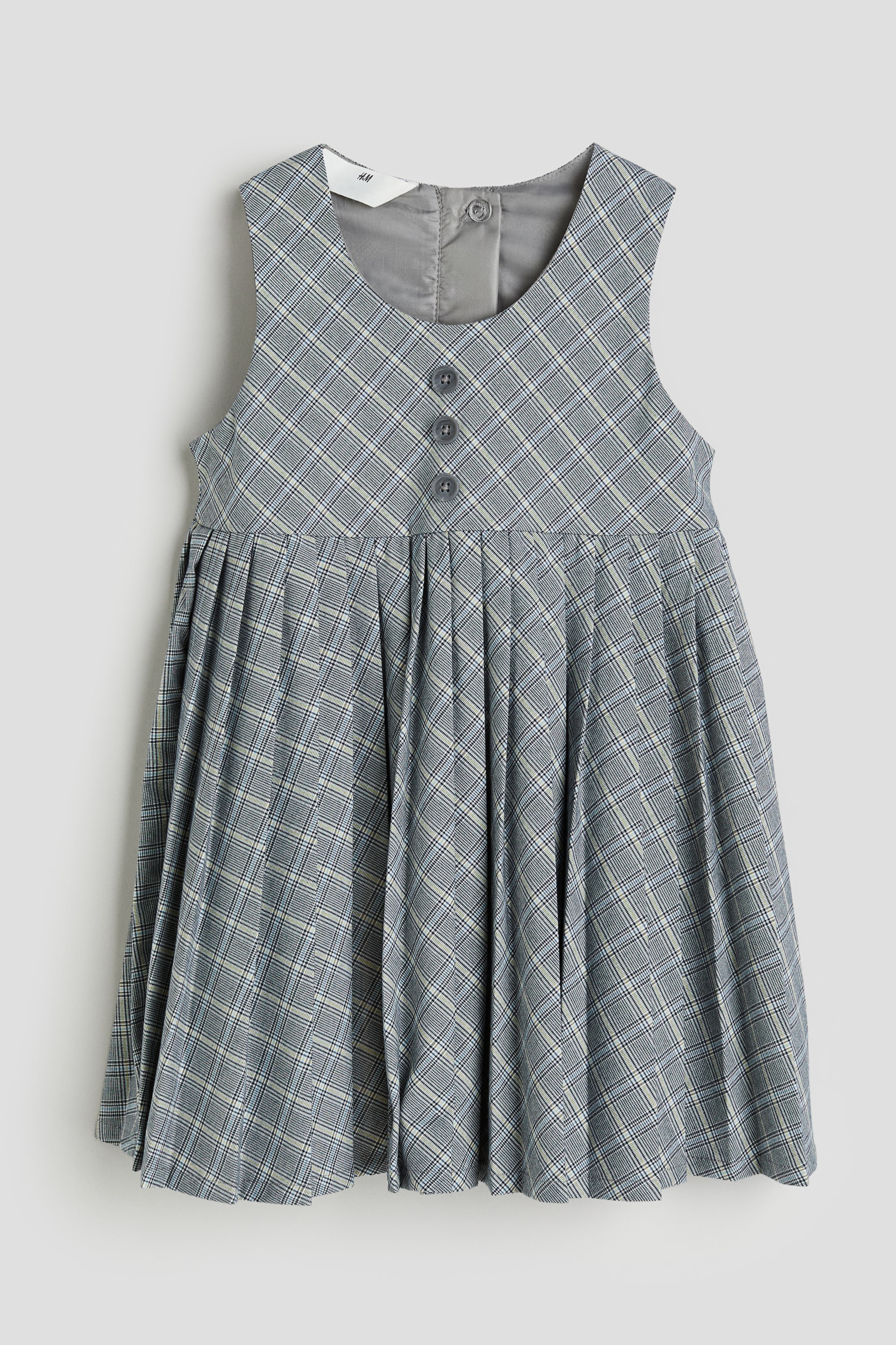 이미지 확대 보기: 플리츠 드레스 - 그레이/체크 - Kids | H&M KR 1