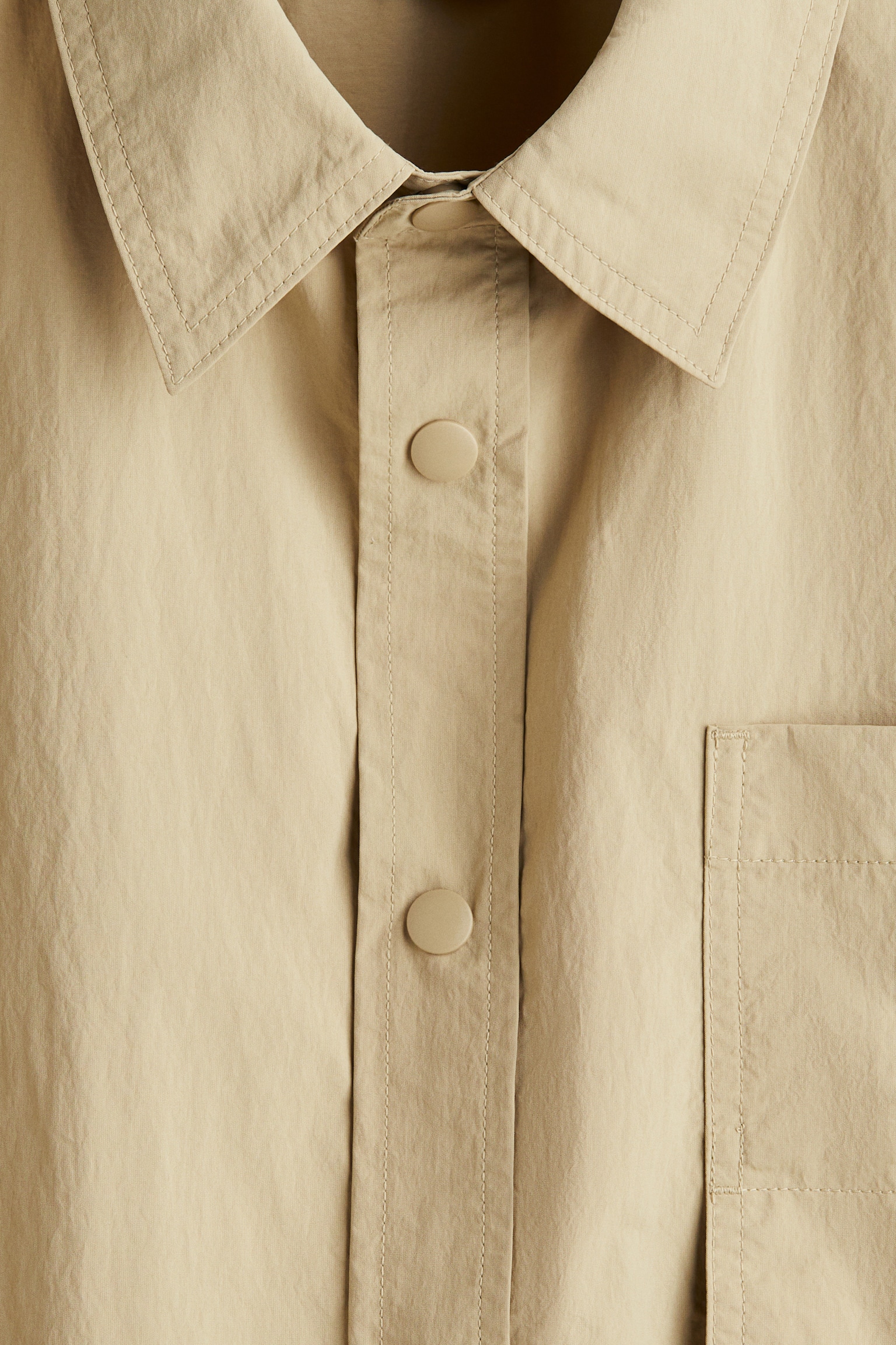 Loose Fit Short-sleeved utility shirt - Beige/Green - 3