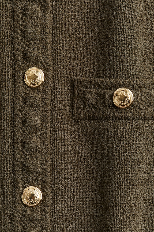 Cardigan in maglia strutturata - Verde kaki scuro/Crema/Nero/Azzurro - 3