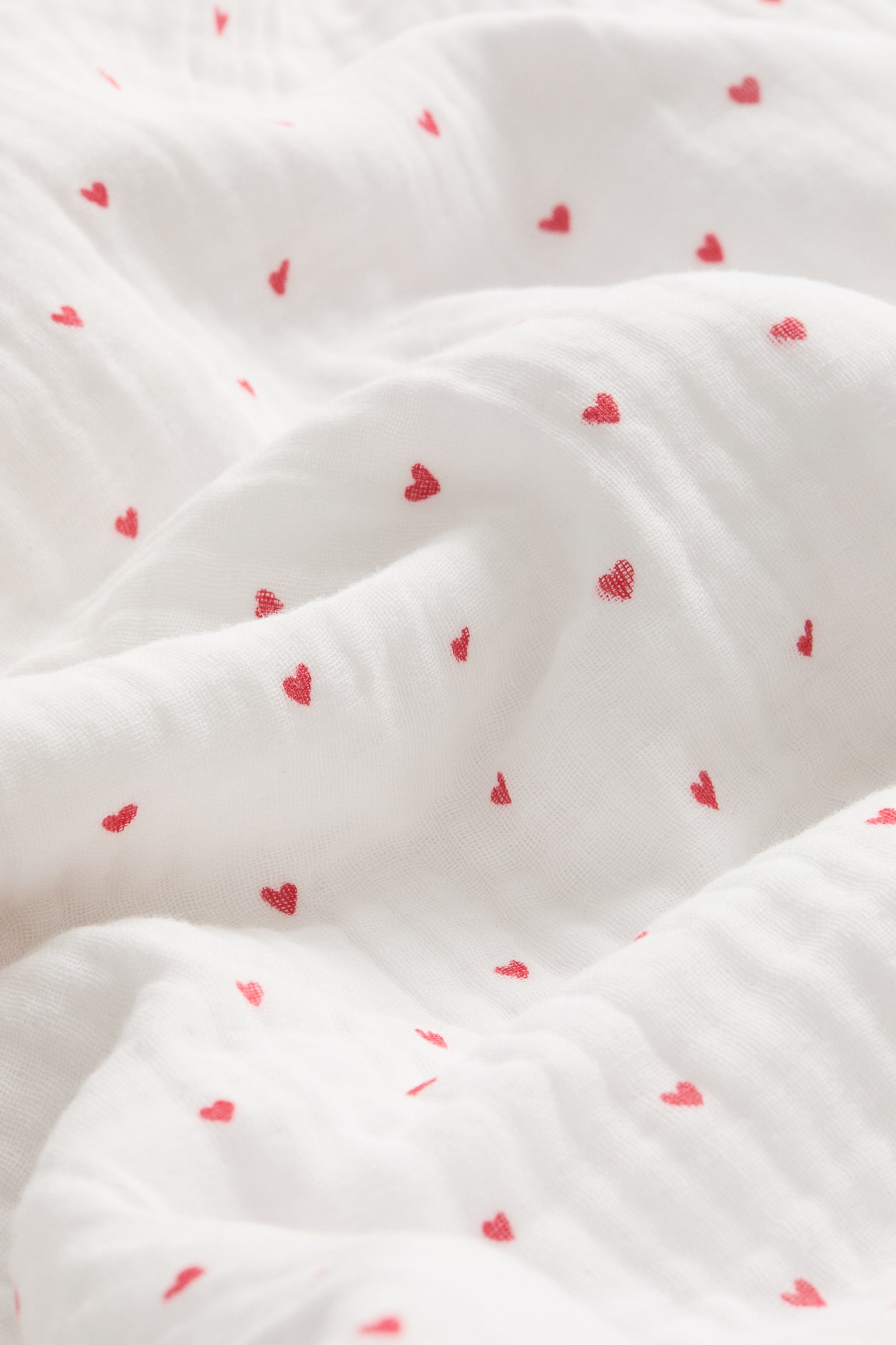 Muslin cot duvet cover set - White/Hearts - 2