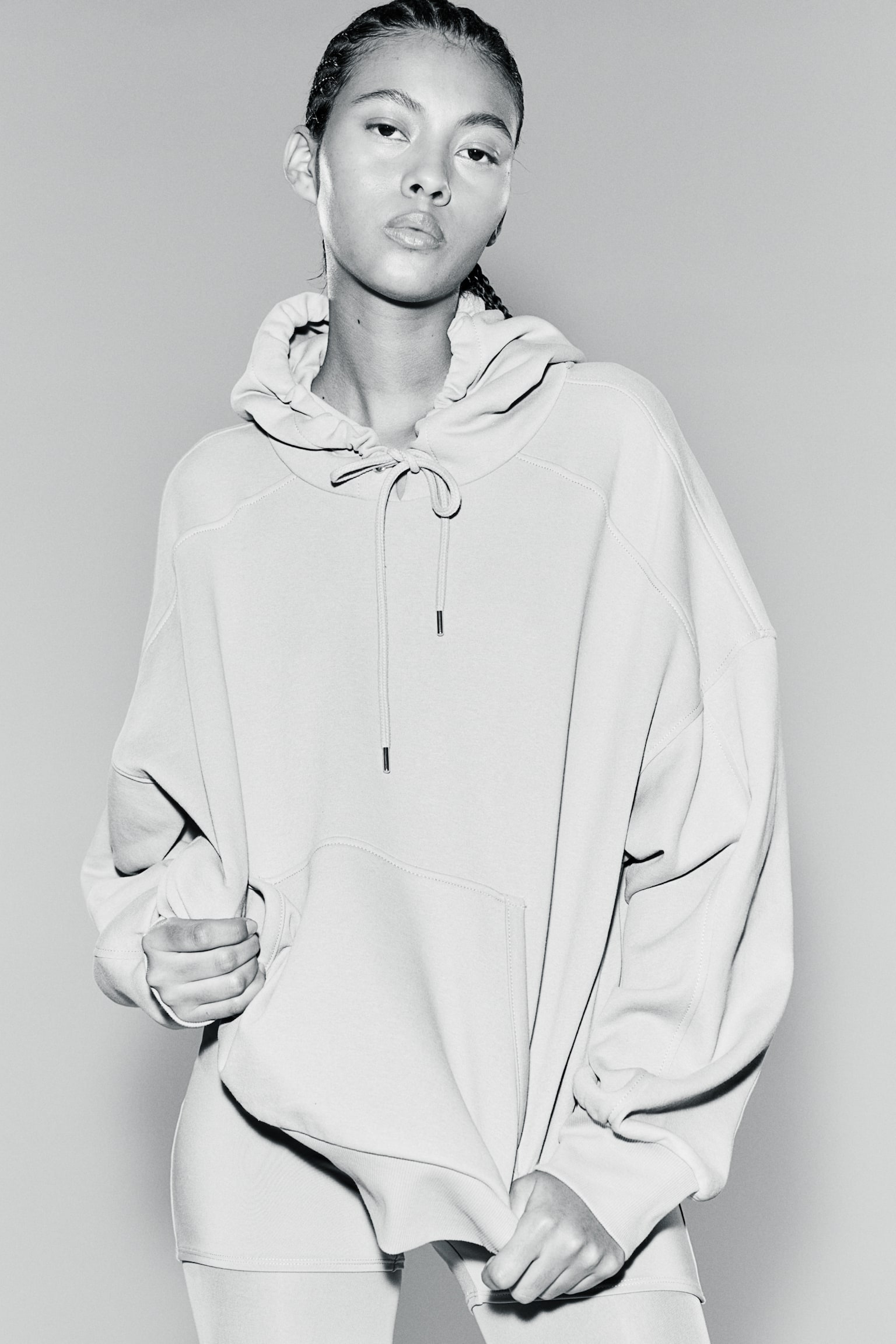 Oversized Hoodie - Grey/Black/Light grey marle - 6