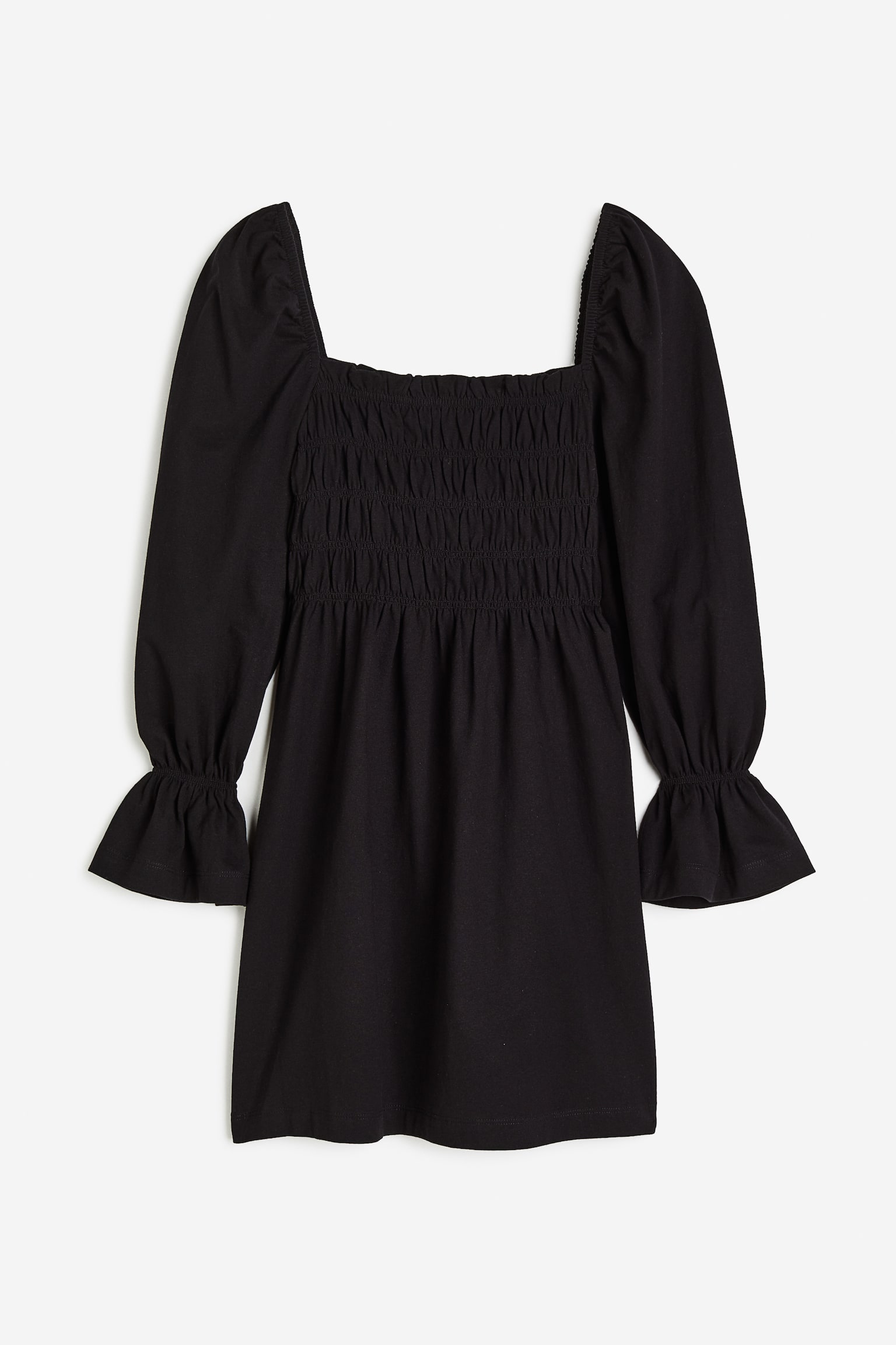 Smock Jersey Dress - Black - 1