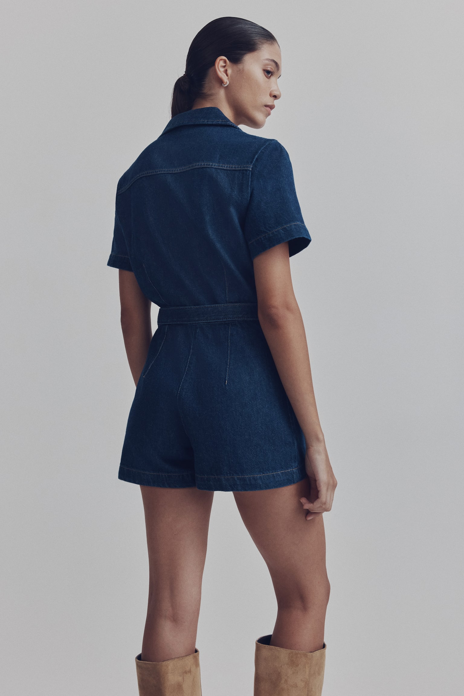 Denim playsuit - Dark denim blue/Dark denim blue/Black - 6