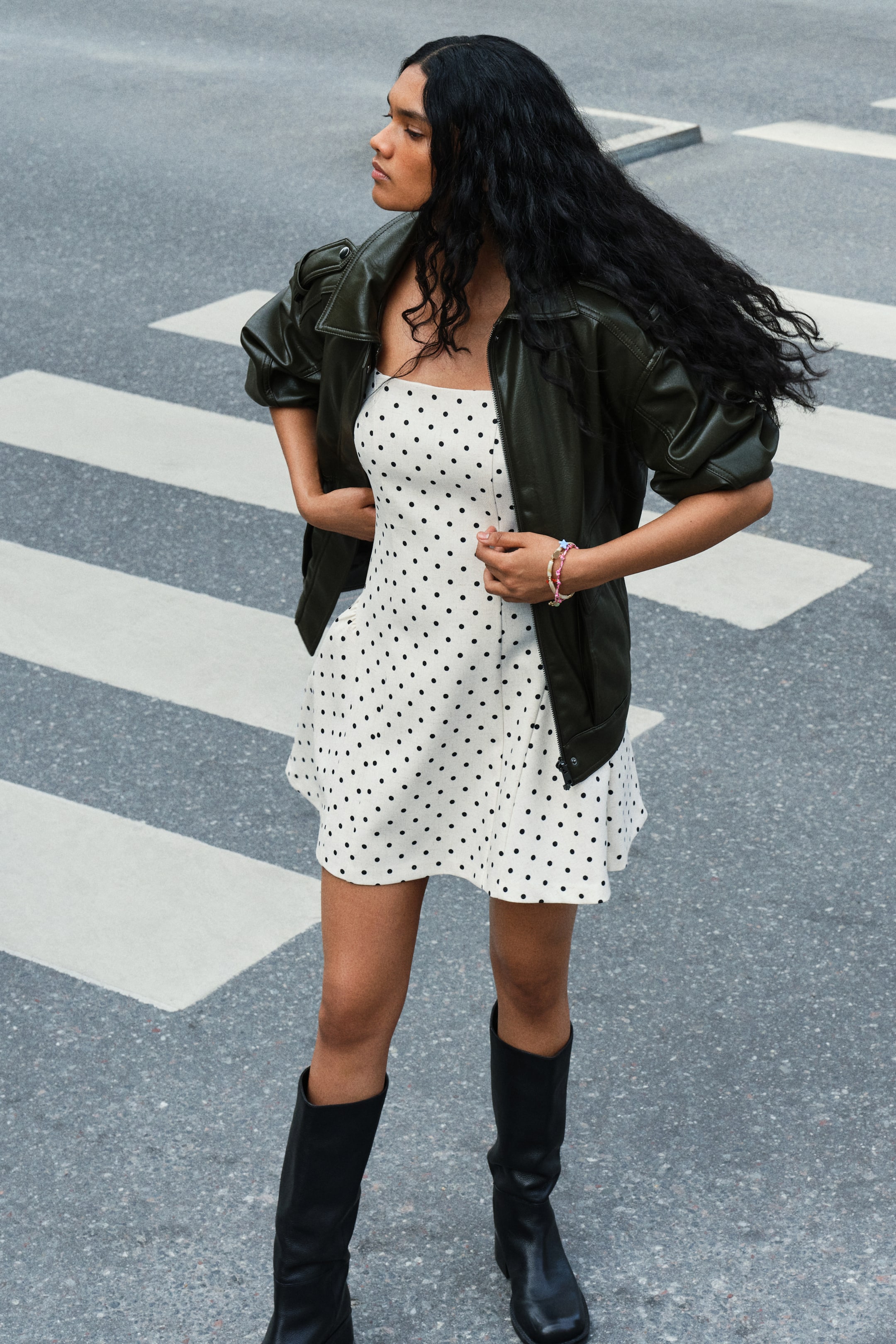 Square-Neck Dress with Flared Skirt