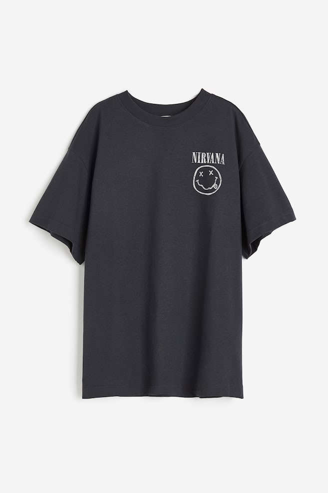Langes T-Shirt mit Druck - Dunkelgrau/Nirvana - 2