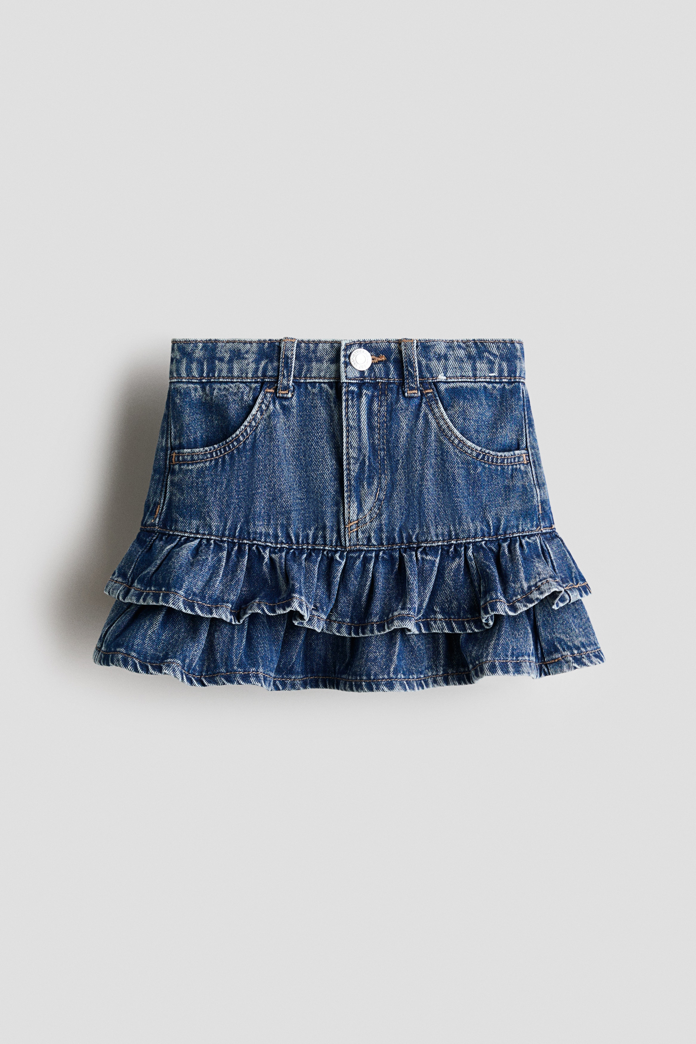 Denim frill skirt - Denim blue/Pale denim blue/Cream