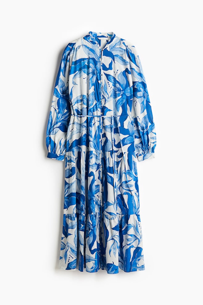 Tiered Maxi Dress - White/Floral/White/Pattern - 1