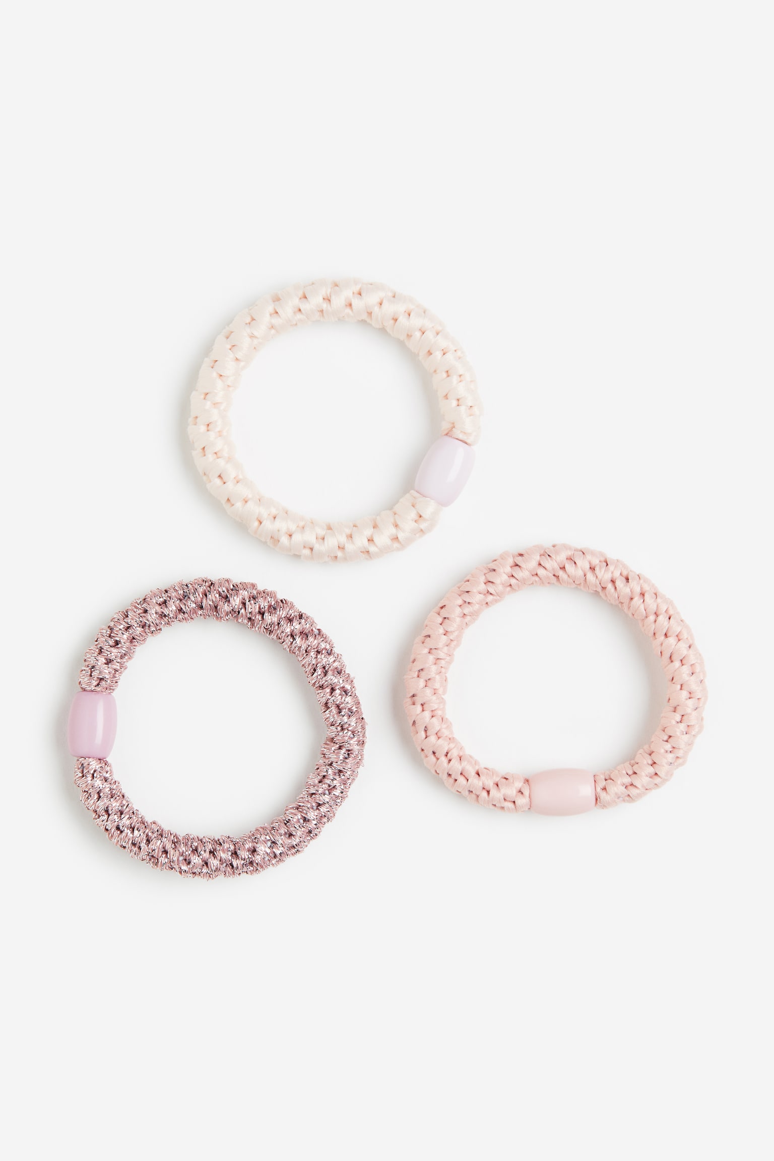 3-pack braided hair elastics - Cream/Light pink/Dusty pink/Pink/Purple/Turquoise/Pink/Orange - 1