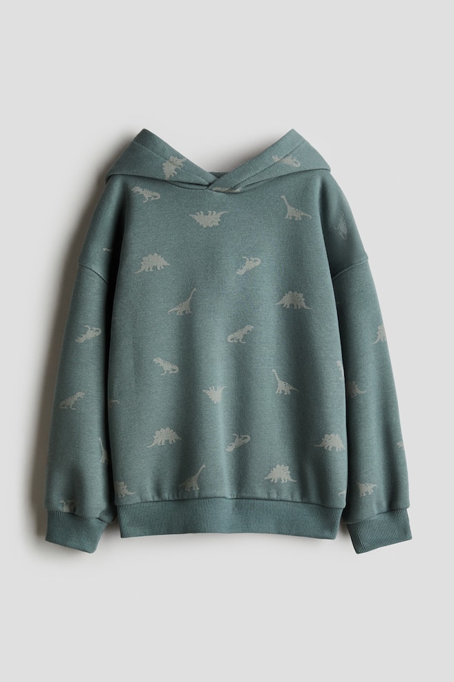 Hoodie mit angerauter Innenseite - Dunkeltürkis/Dinosaurier/Helles Graubraun - 1