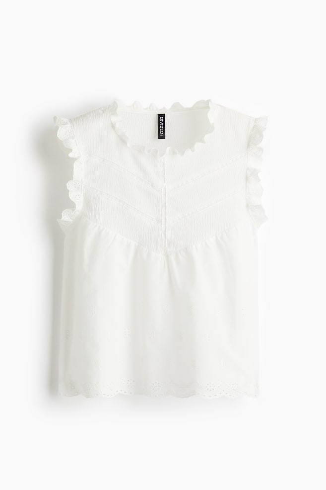 Frill-trimmed vest top - White/Black - 1