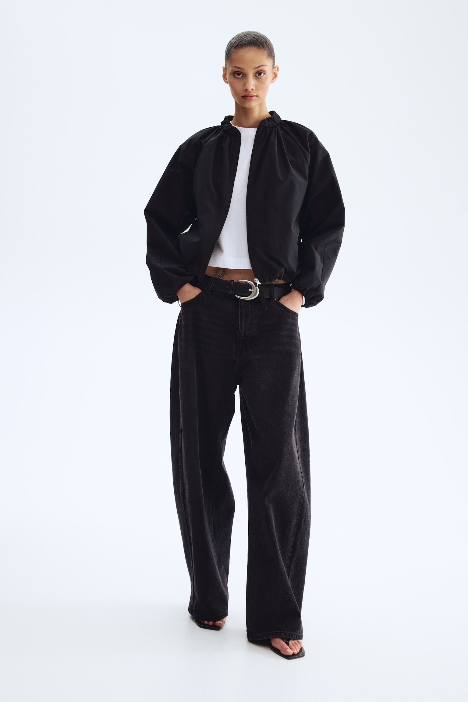 Jachetă de aviator cu încrețituri - Negru/Roșu-aprins/Maro/imprimeu leopard/Maro/Albastru-denim - 3