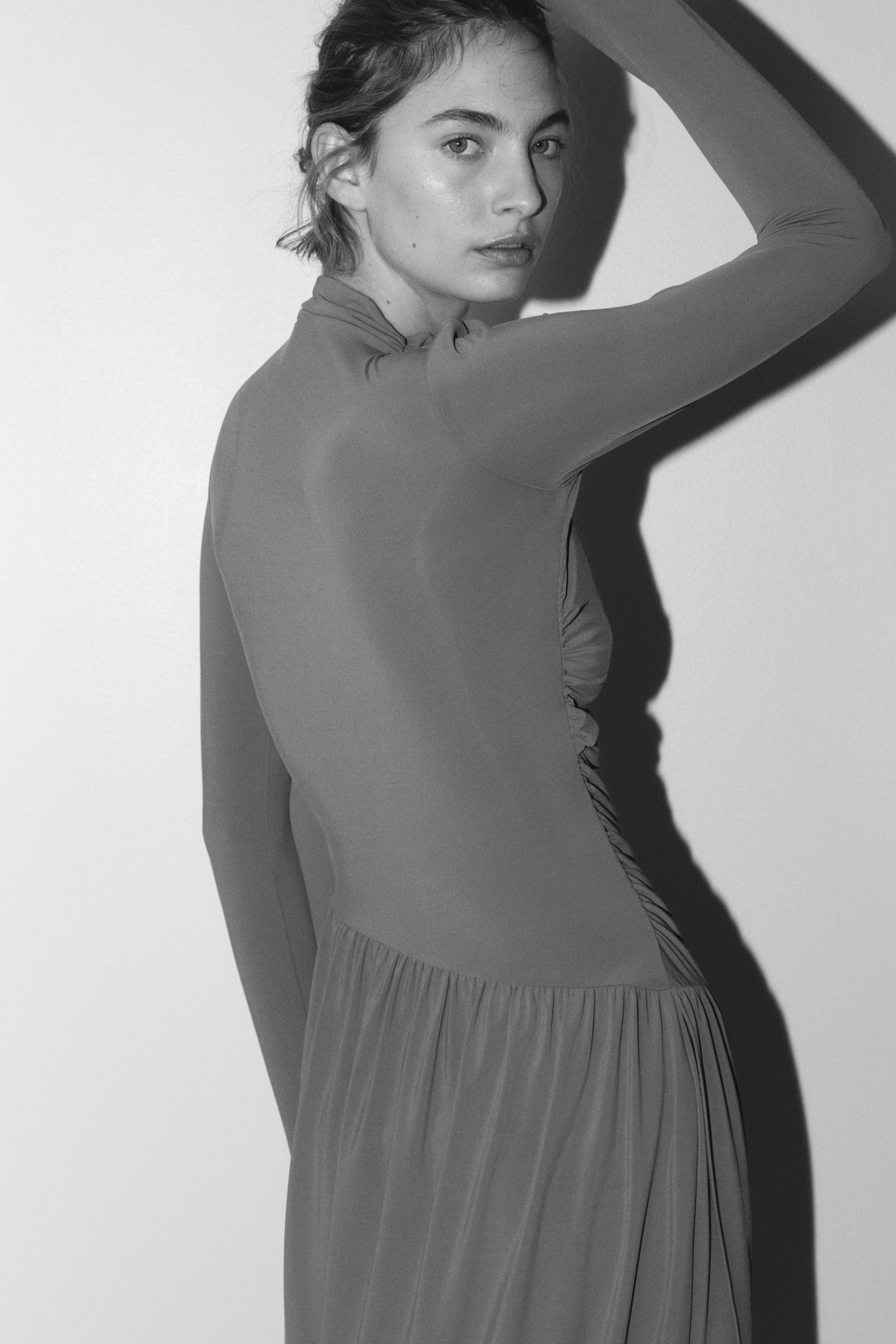 Draped jersey dress - Rose ancien foncé/Marron foncé - 4