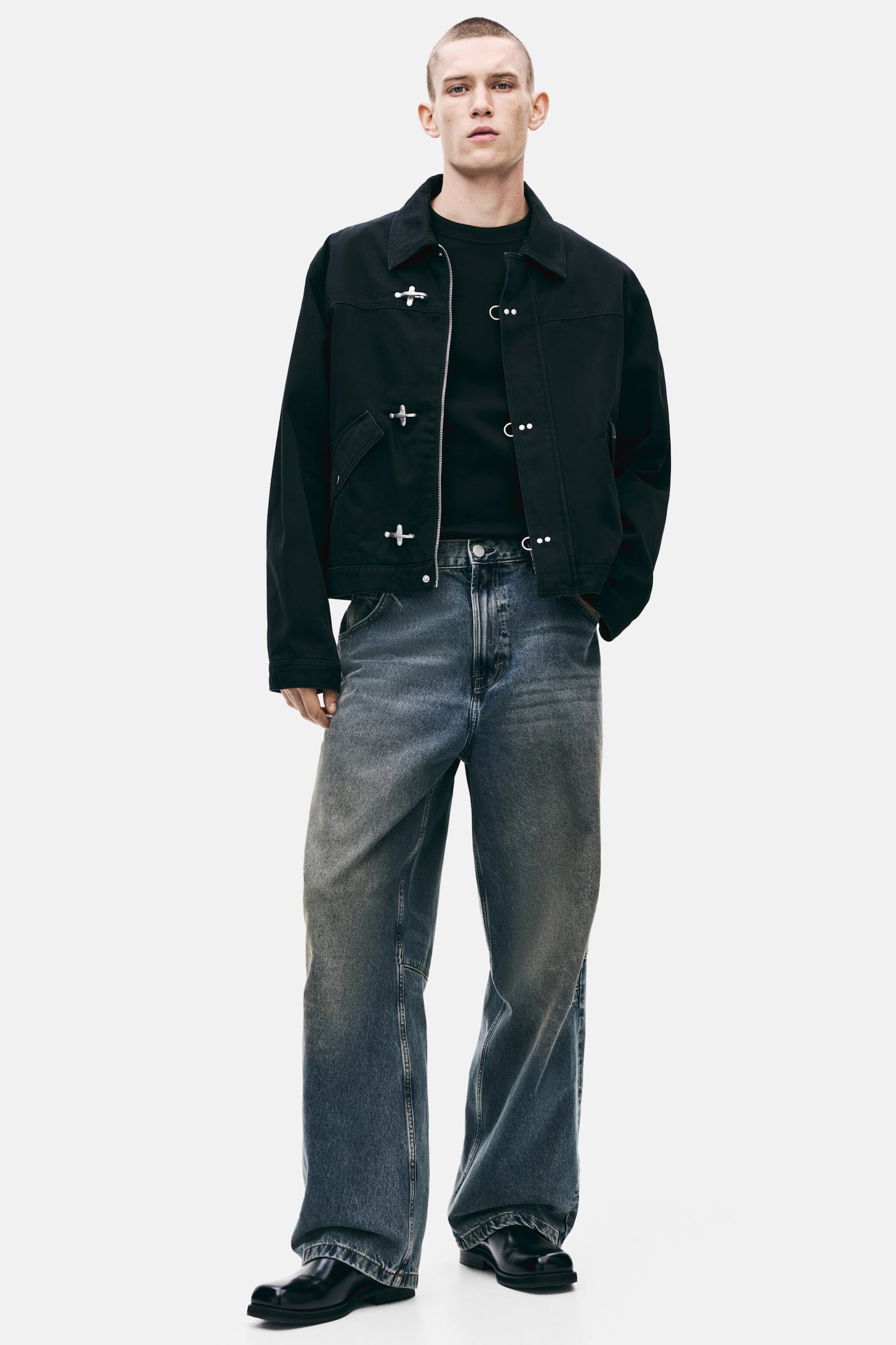 Dżinsy baggy z zaszewkami - Zakurzony niebieski denim/Czarny/Jasnoniebieski denim - 2