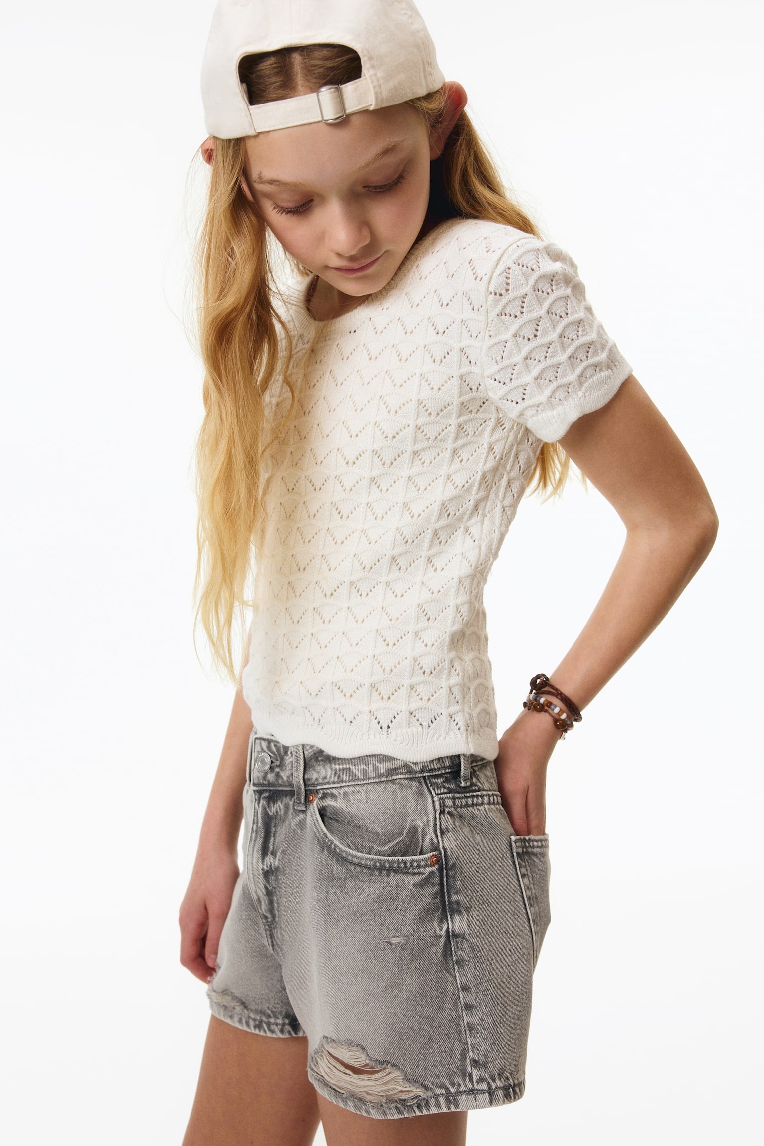 Relaxed Fit Denim shorts-Light grey - 3