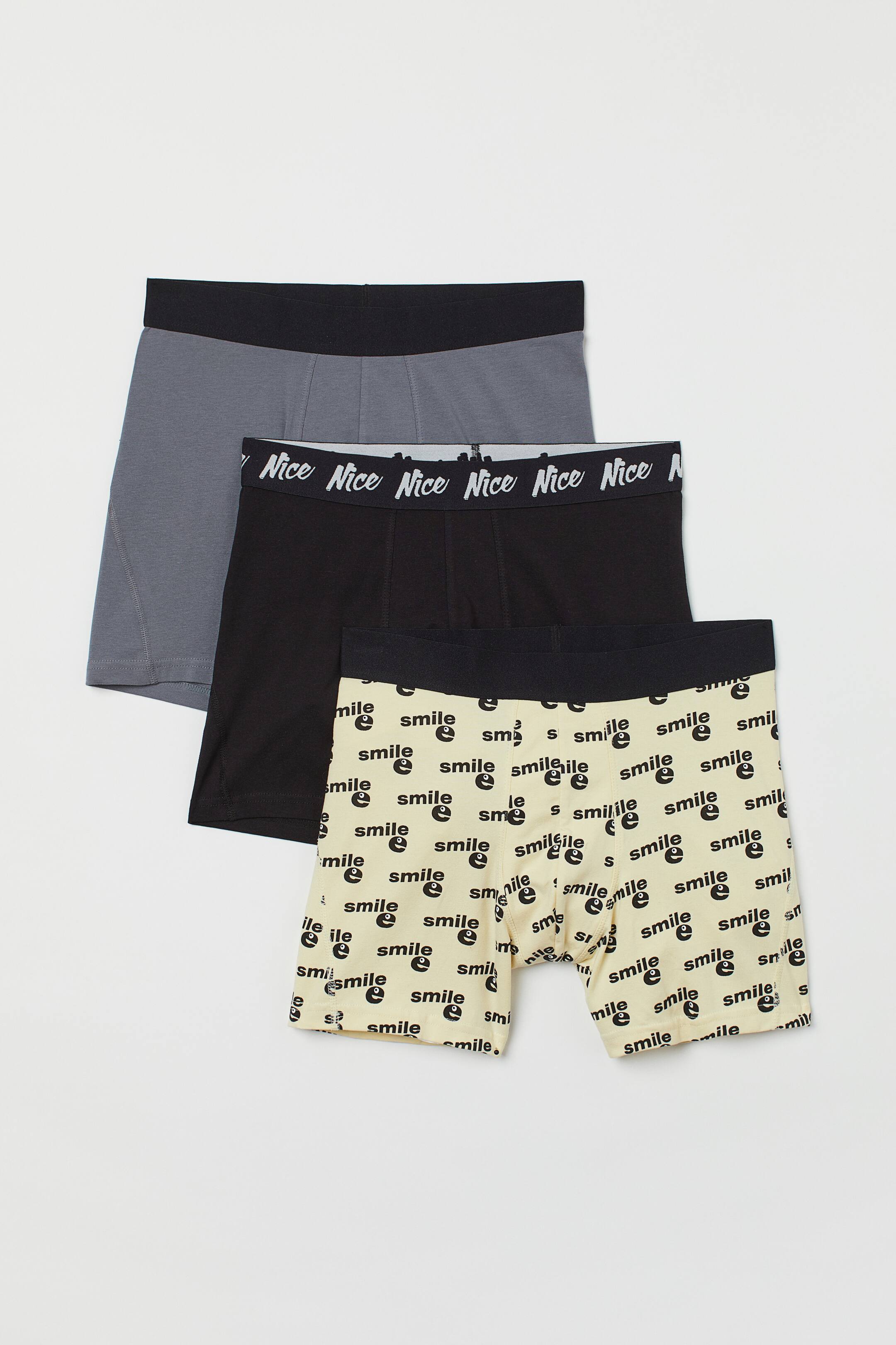 View larger image: 3-pack Cotton Boxer Shorts - Yellow/Smile - Men | H&M US 1